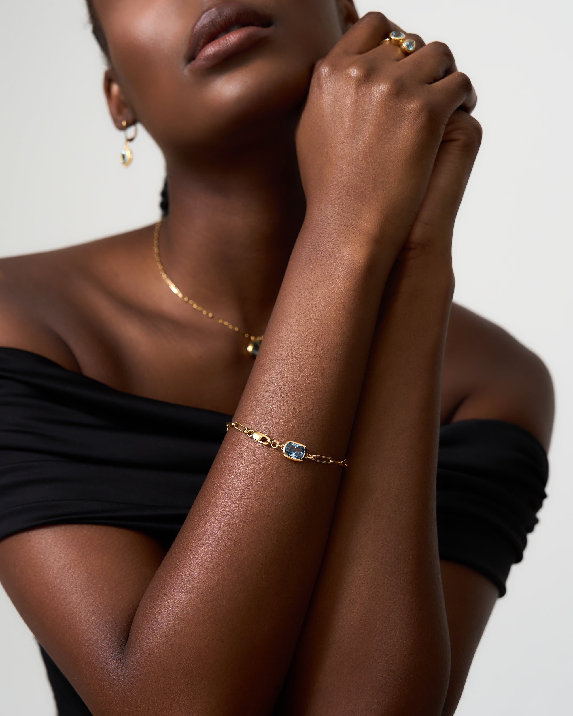 AQUAMARINE PAPERCLIP CHAIN BRACELET