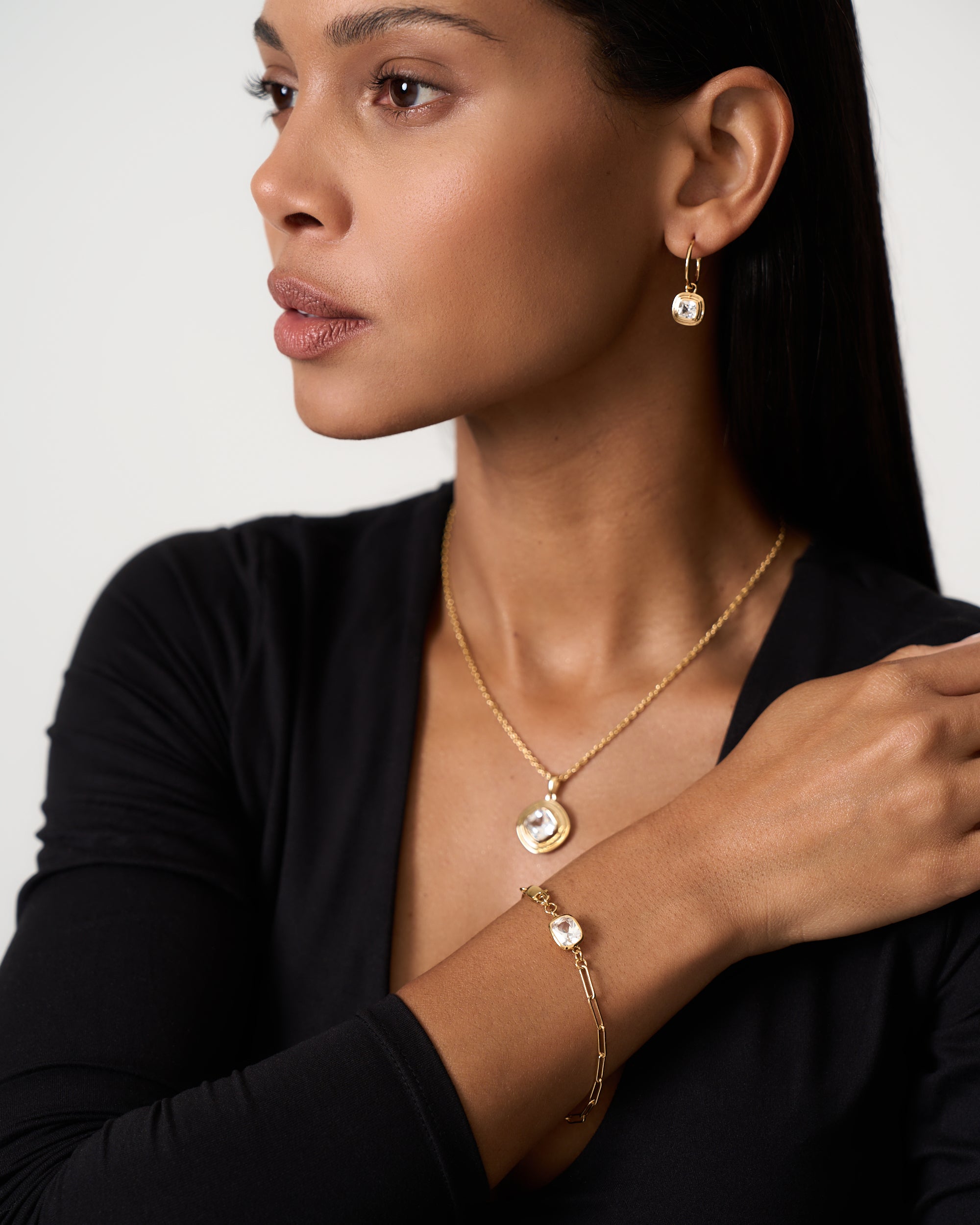 WHITE SAPPHIRE GEMSTONE PAPERCLIP CHAIN BRACELET