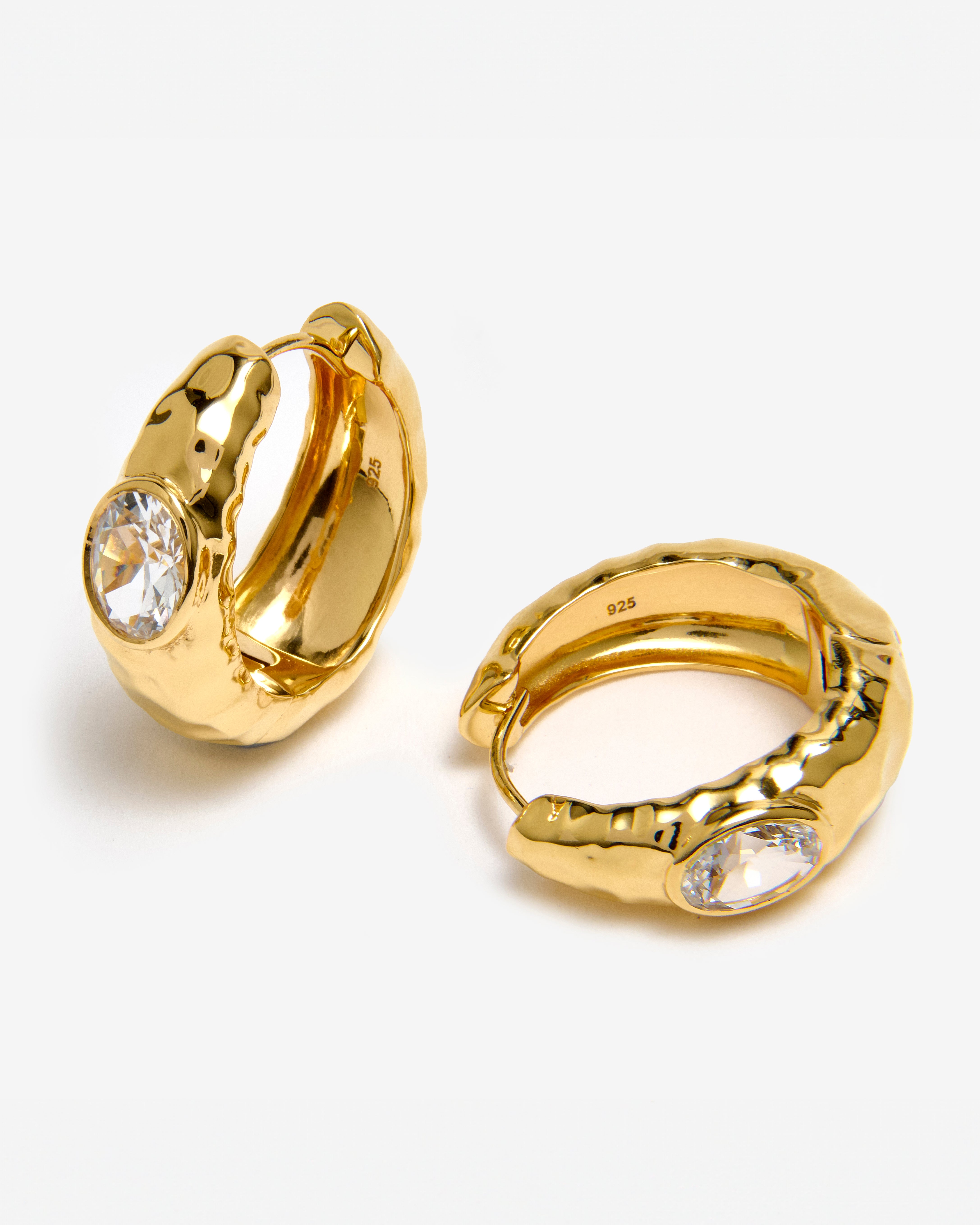 WHITE SAPPHIRE HUGGIE EARRINGS