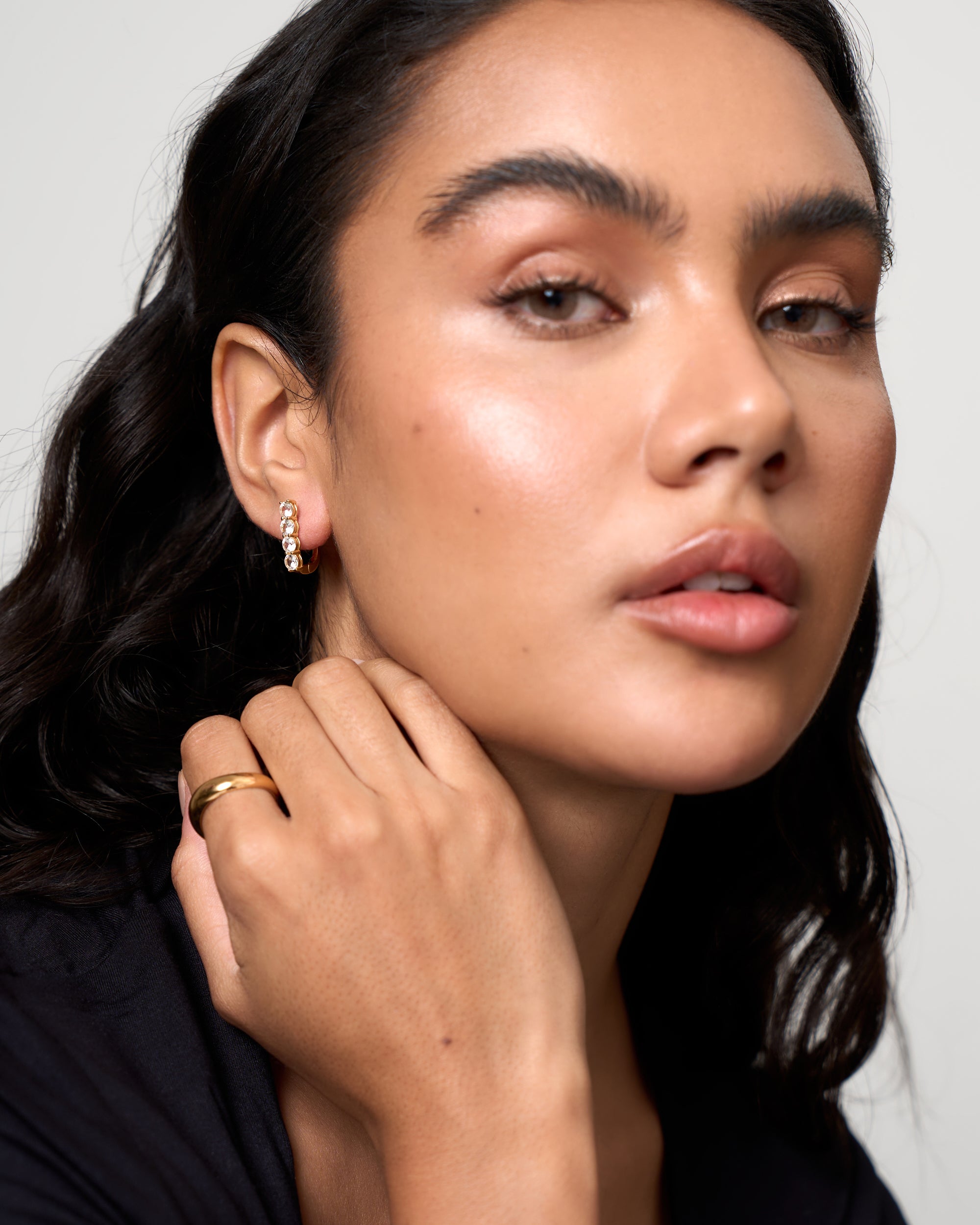 WHITE SAPPHIRE HOOP EARRINGS