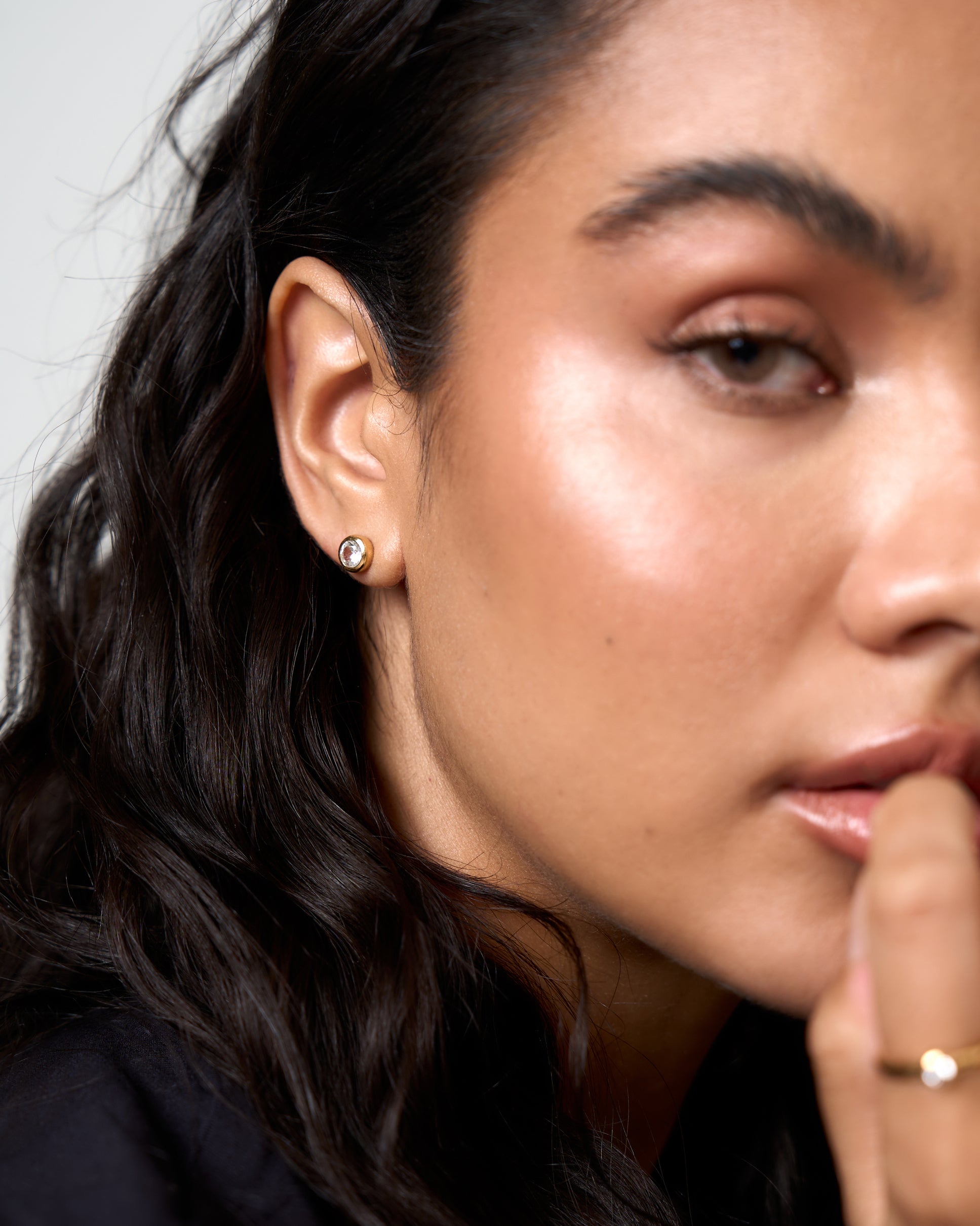GOLD DOME DIAMOND STUD EARRINGS