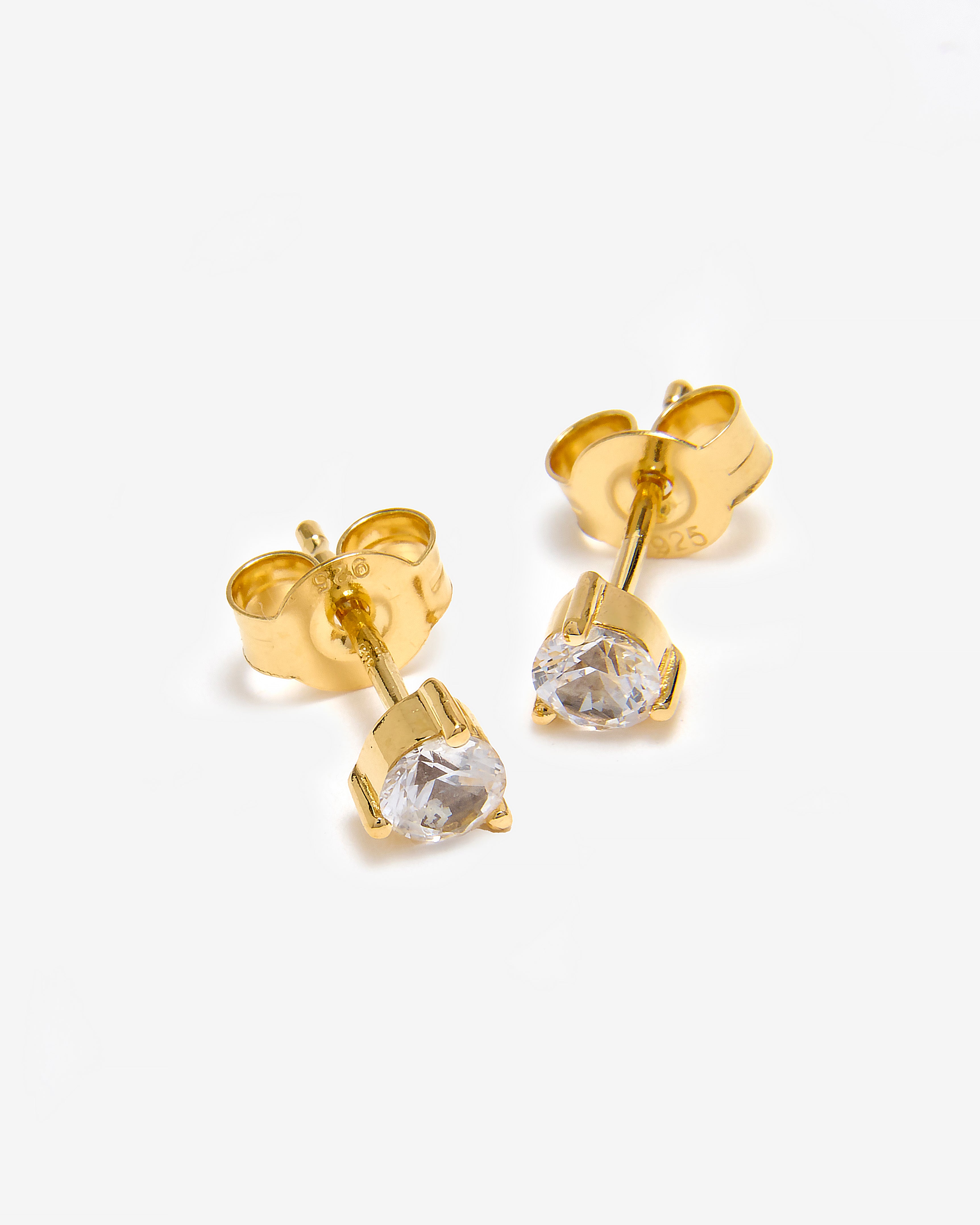 GOLD WHITE SAPPHIRE STUD EARRINGS
