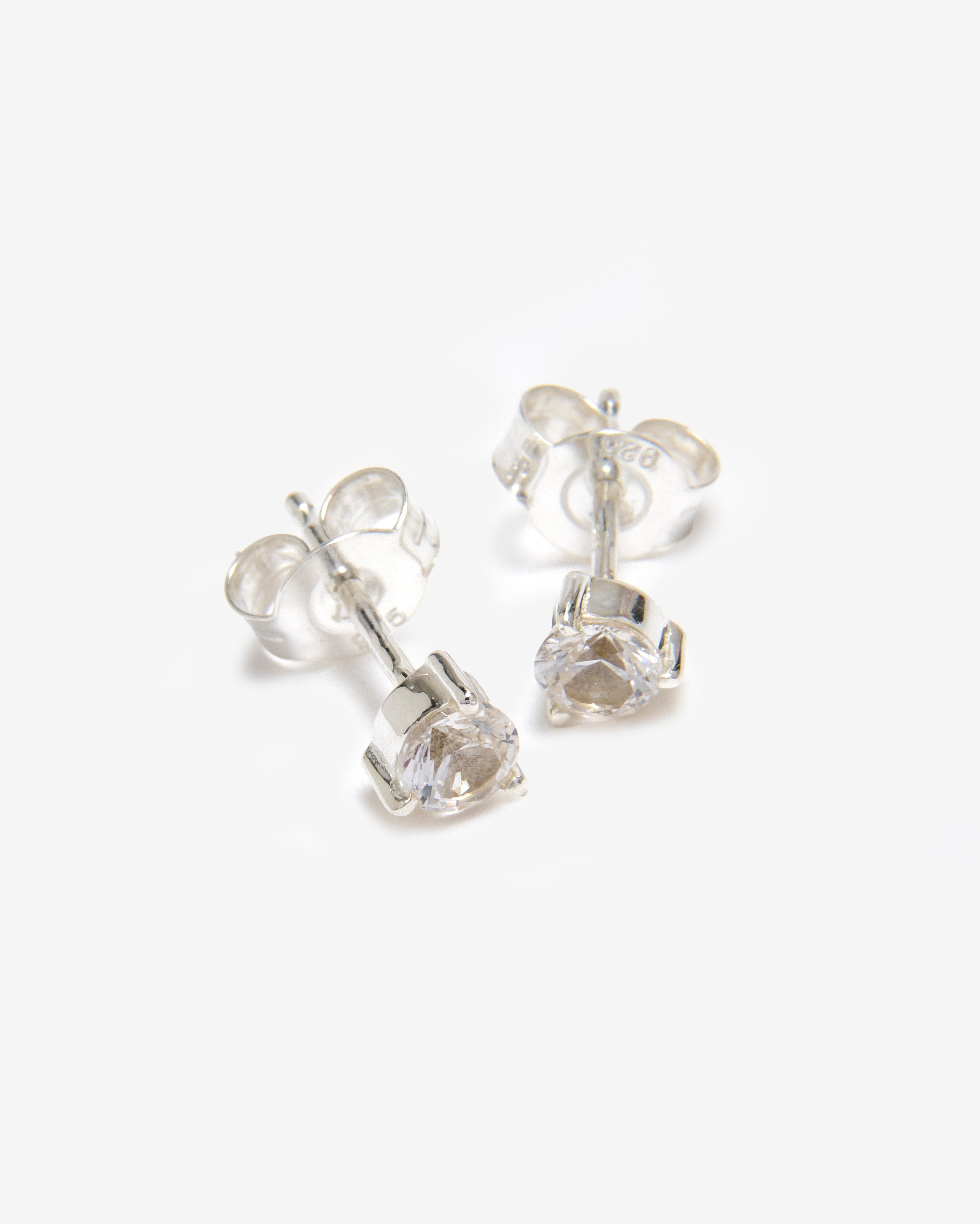 SILVER WHITE SAPPHIRE STUD EARRINGS