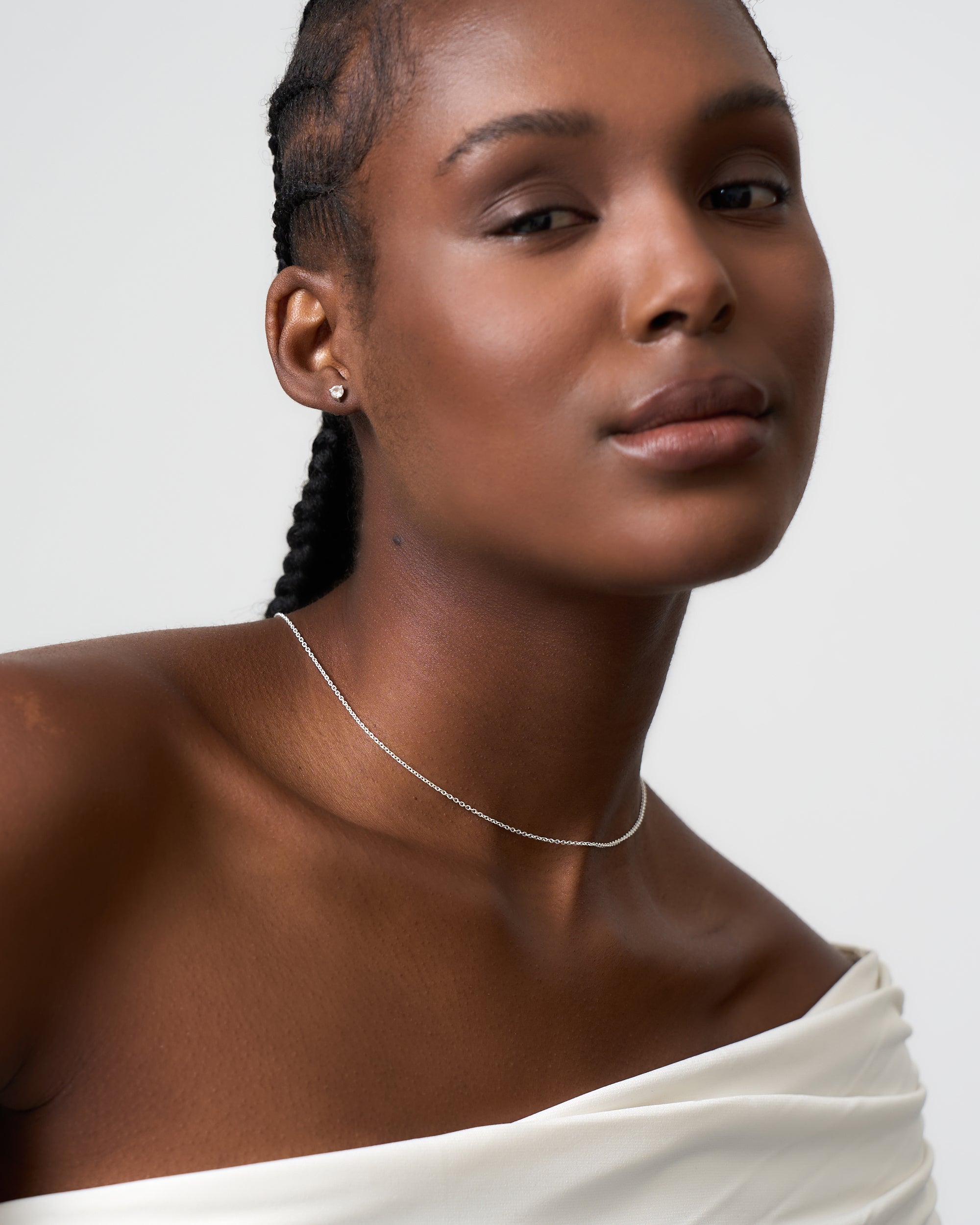 SILVER WHITE SAPPHIRE STUD EARRINGS