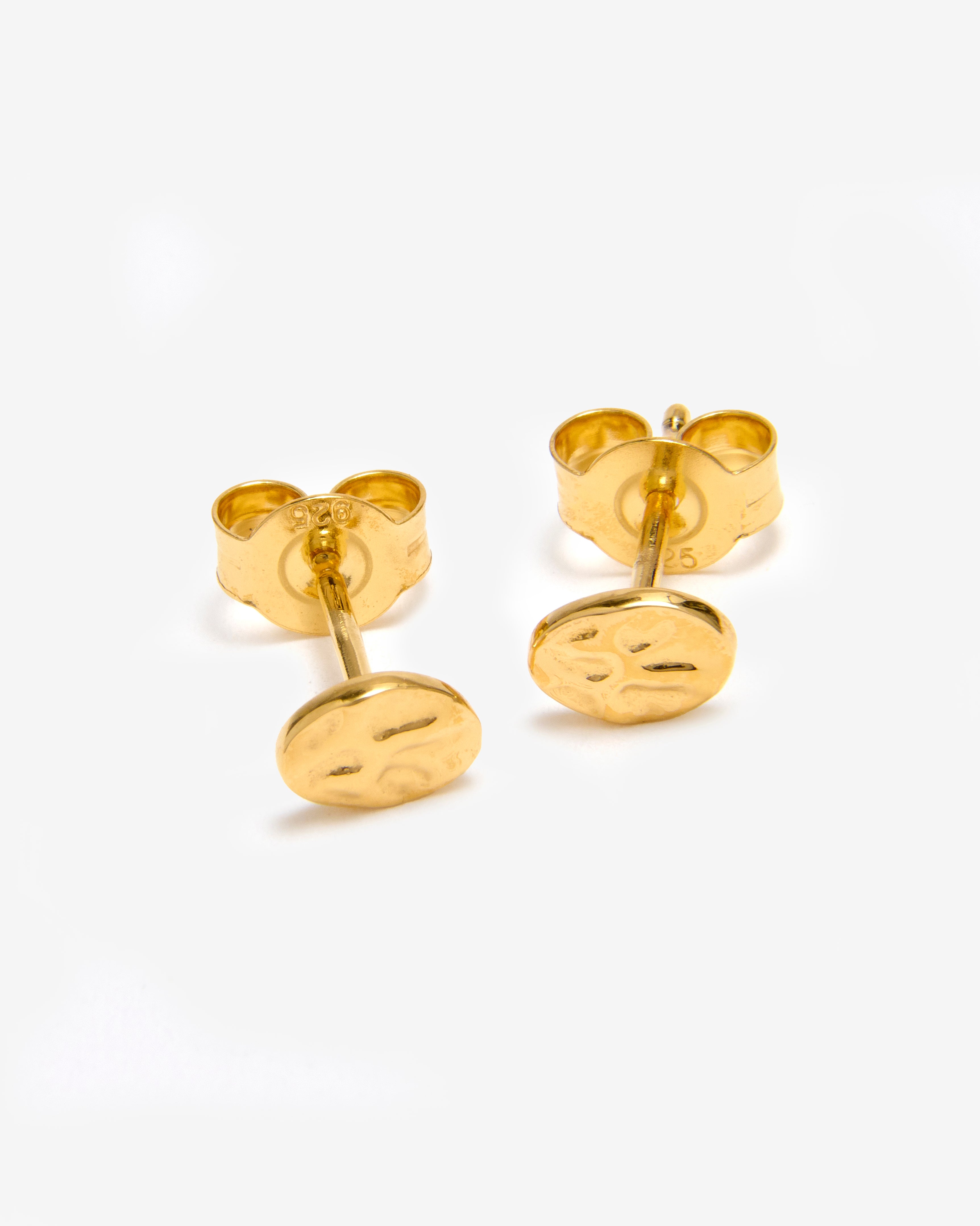 GOLD HAMMERED STUD EARRINGS
