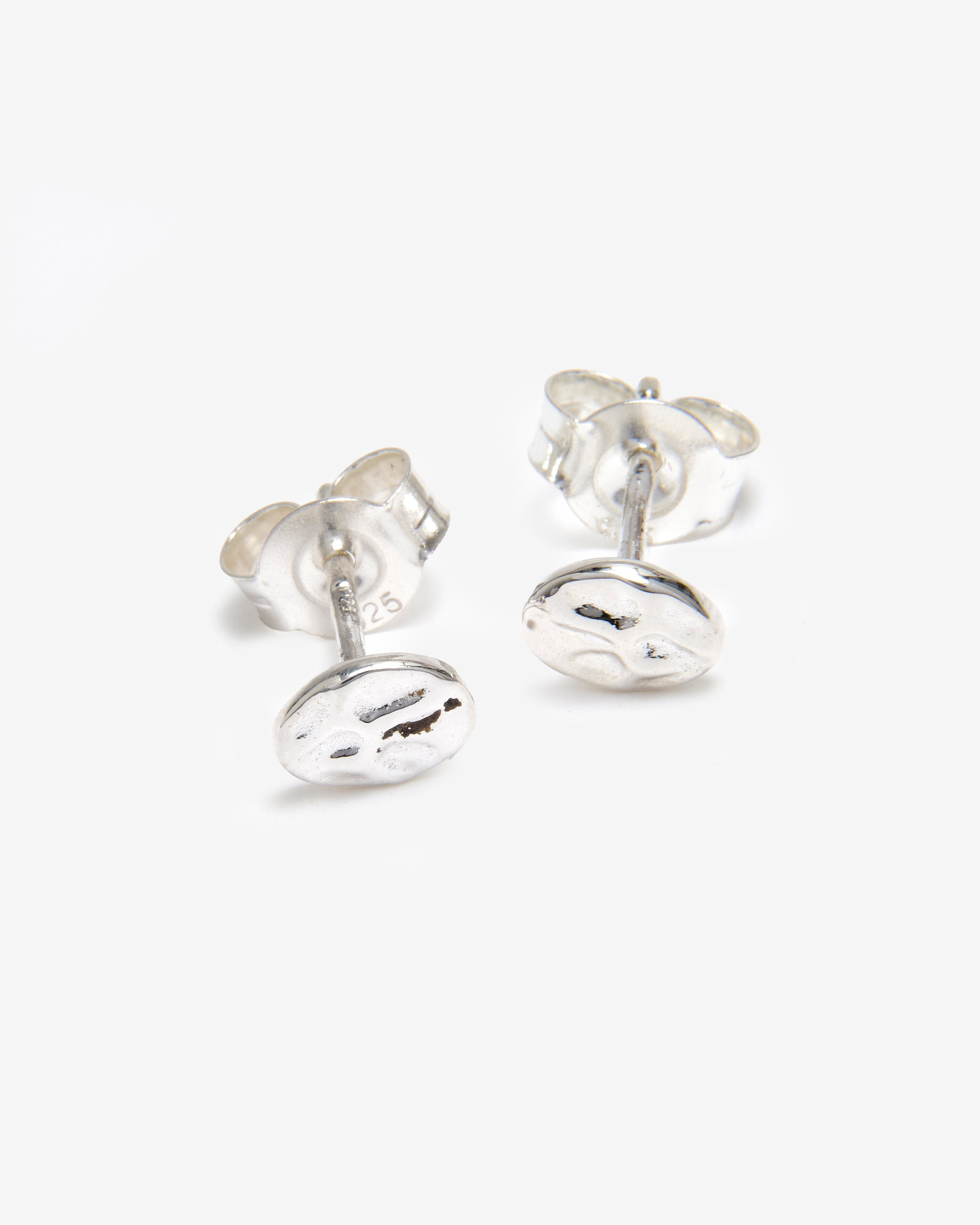 SILVER HAMMERED STUD EARRINGS