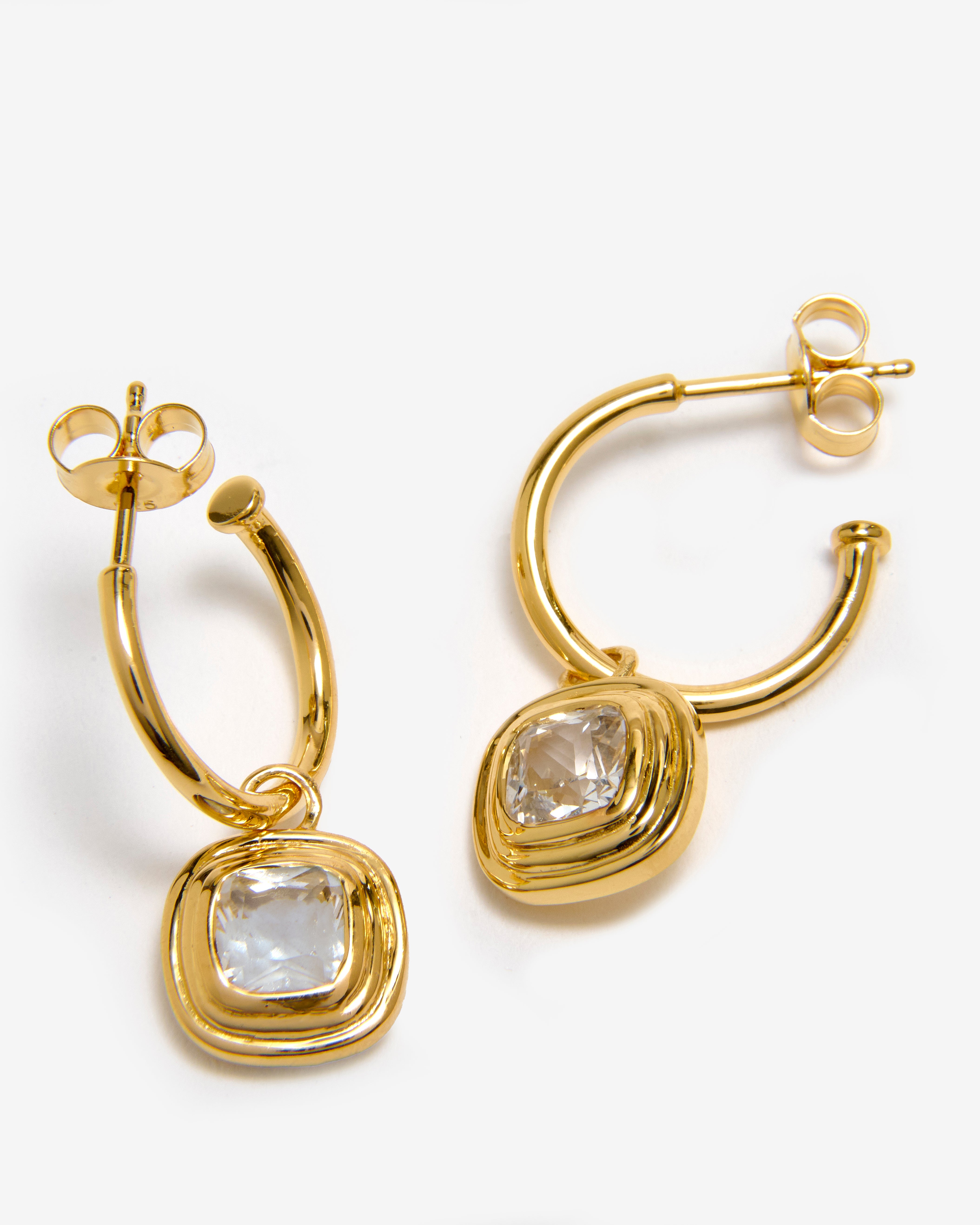 WHITE SAPPHIRE SQUOVAL RIDGE EARRINGS