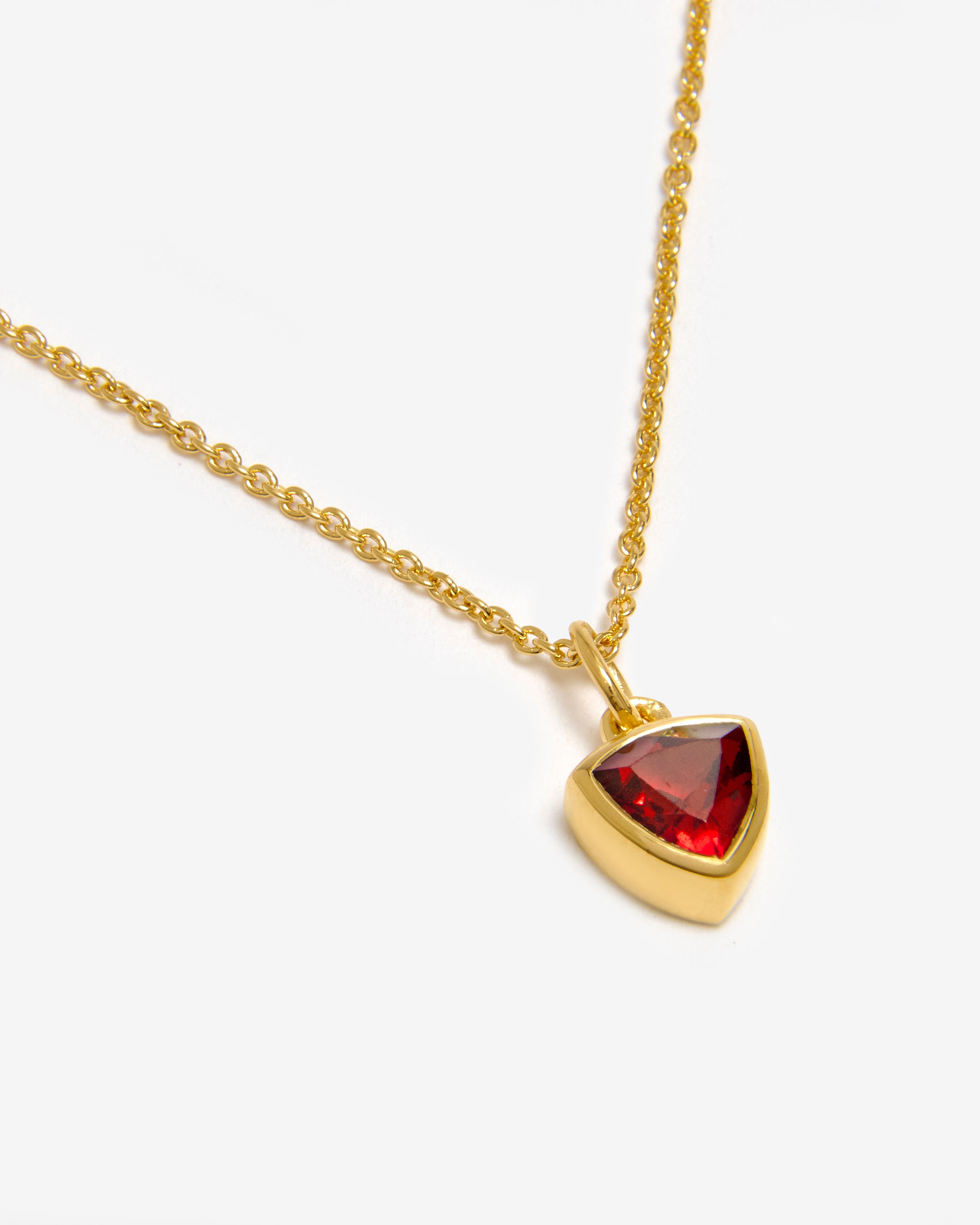 Azora gold vermeil July birthstone necklace with trillion-cut lab-grown ruby pendant”