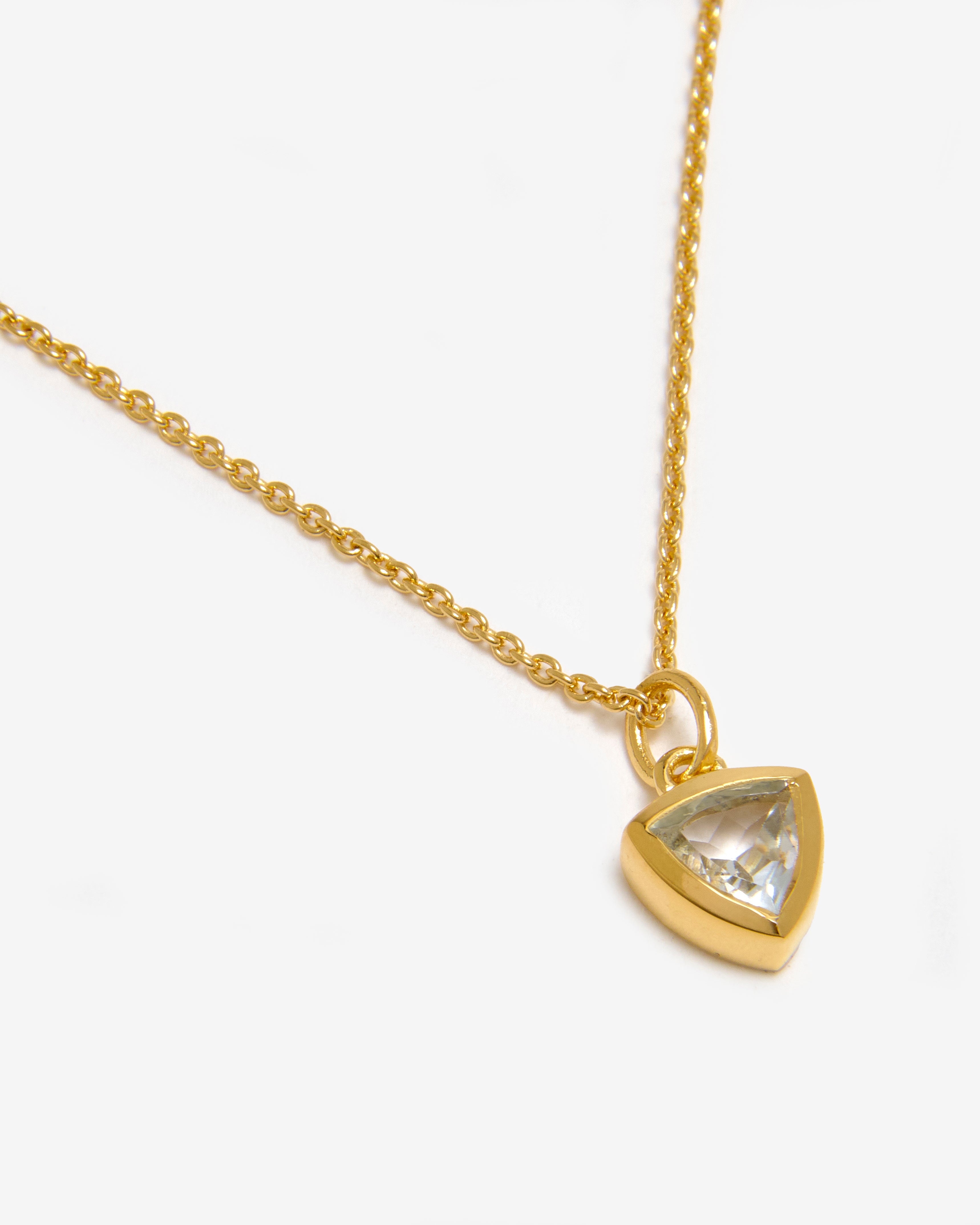 Azora gold vermeil April birthstone necklace with trillion-cut lab-grown diamond pendant