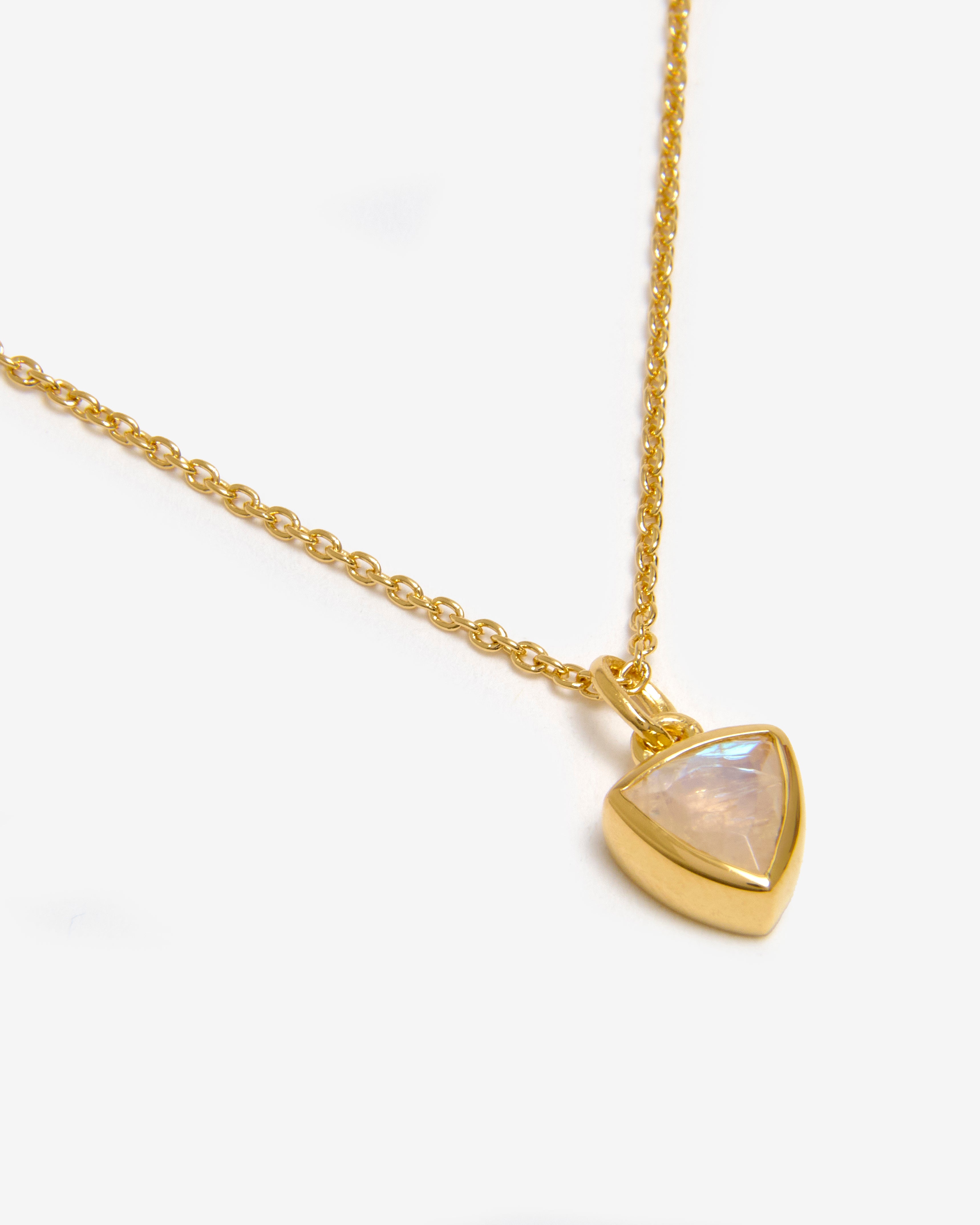 Azora gold vermeil October birthstone necklace with trillion-cut Ethiopian opal pendant