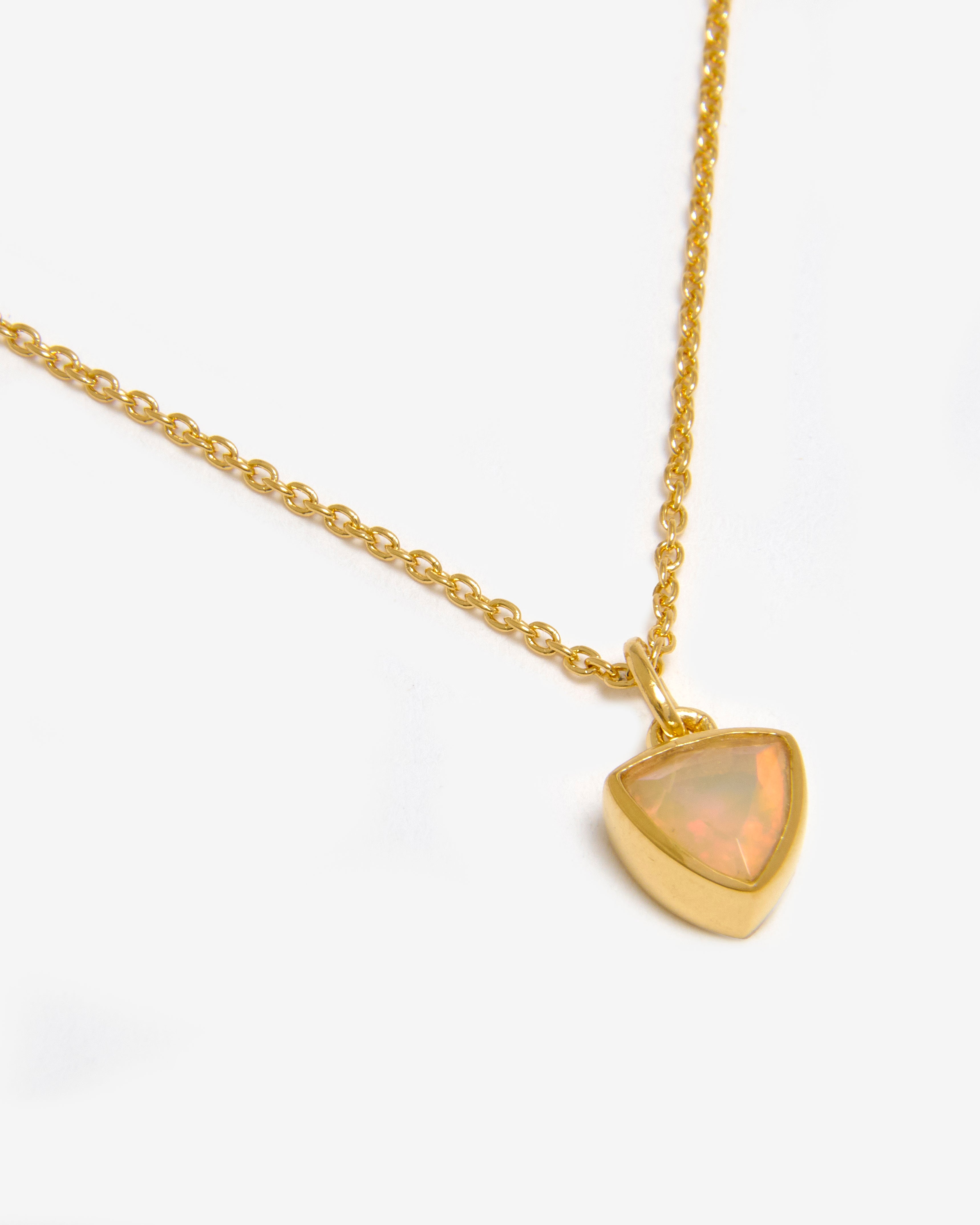 Azora gold vermeil June birthstone necklace with trillion-cut lmoonstone pendant