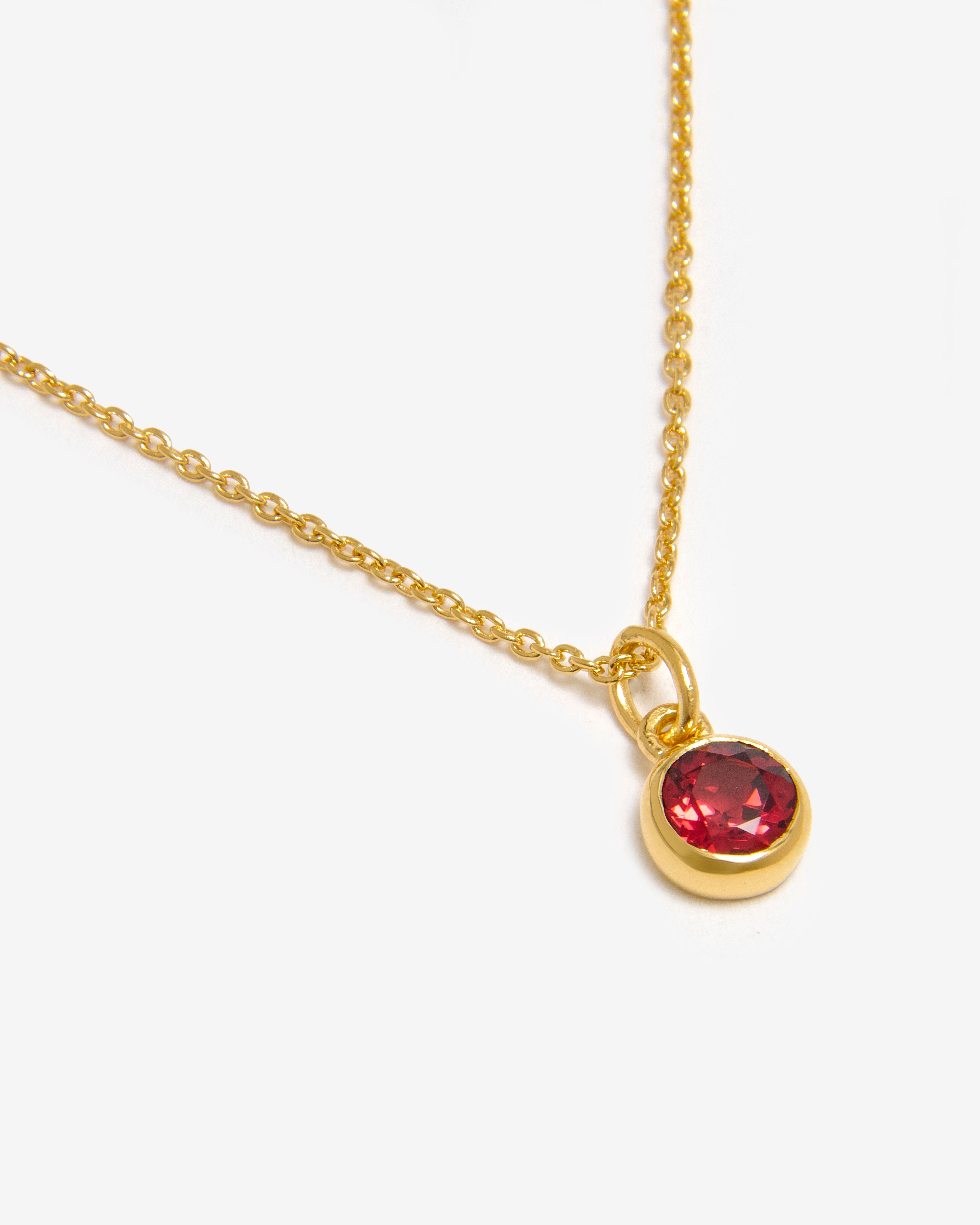 Azora gold vermeil July birthstone necklace with round-cut lab-grown ruby pendant