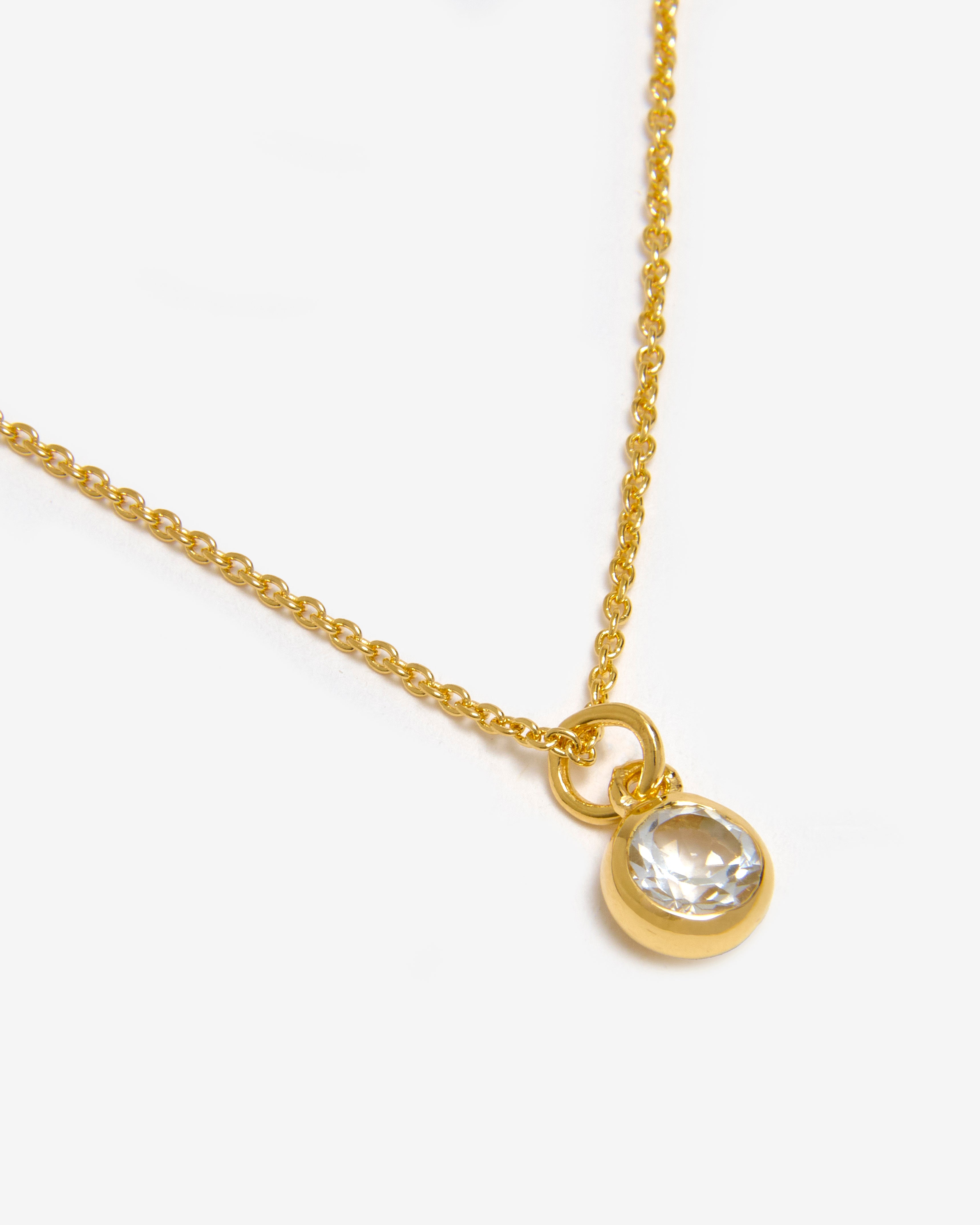 Azora gold vermeil April birthstone necklace with round-cut lab-grown diamond pendant