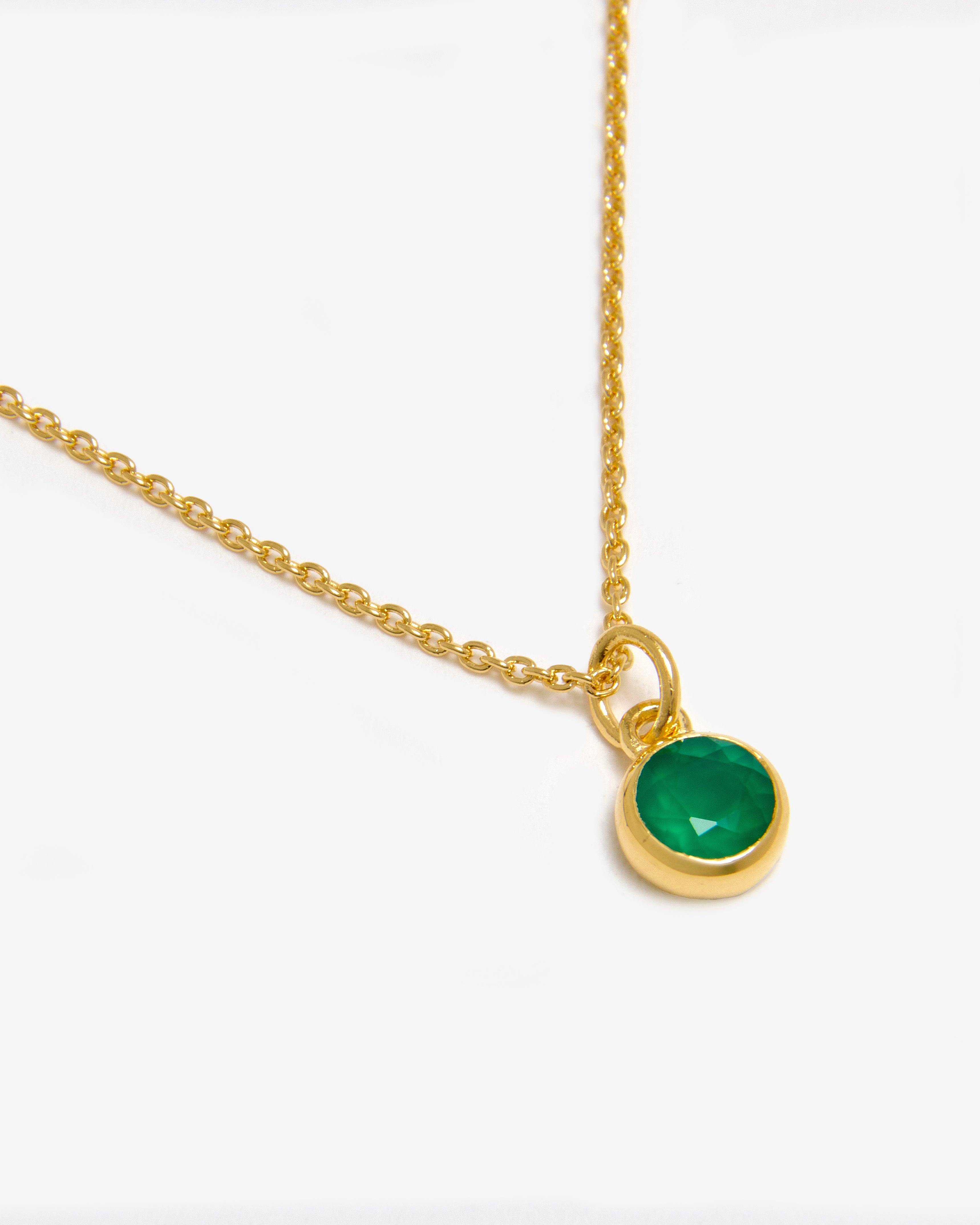 Azora gold vermeil May birthstone necklace with round-cut lab-grown emerald pendant