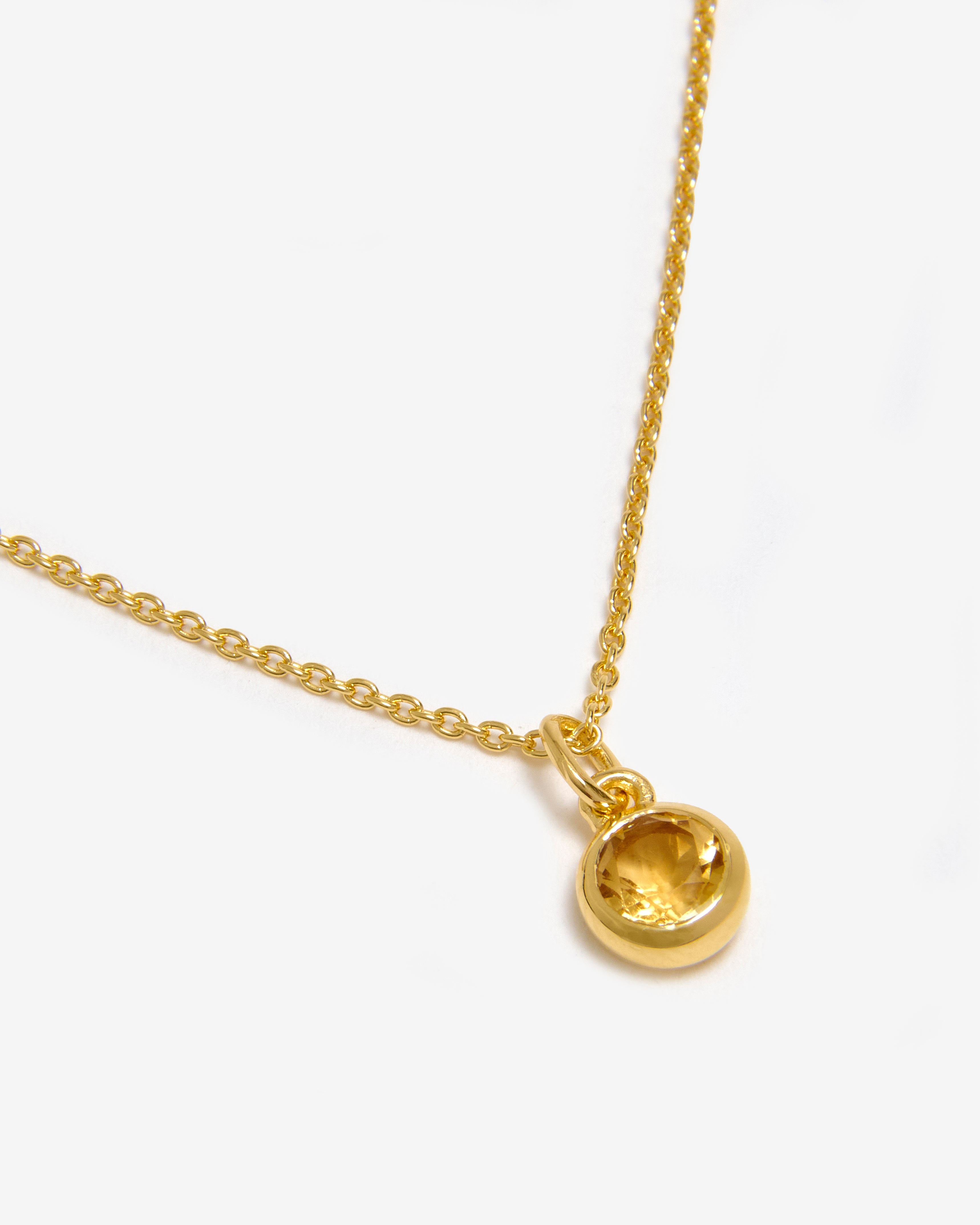 Azora gold vermeil November birthstone necklace with round-cut lab-grown citrine pendant