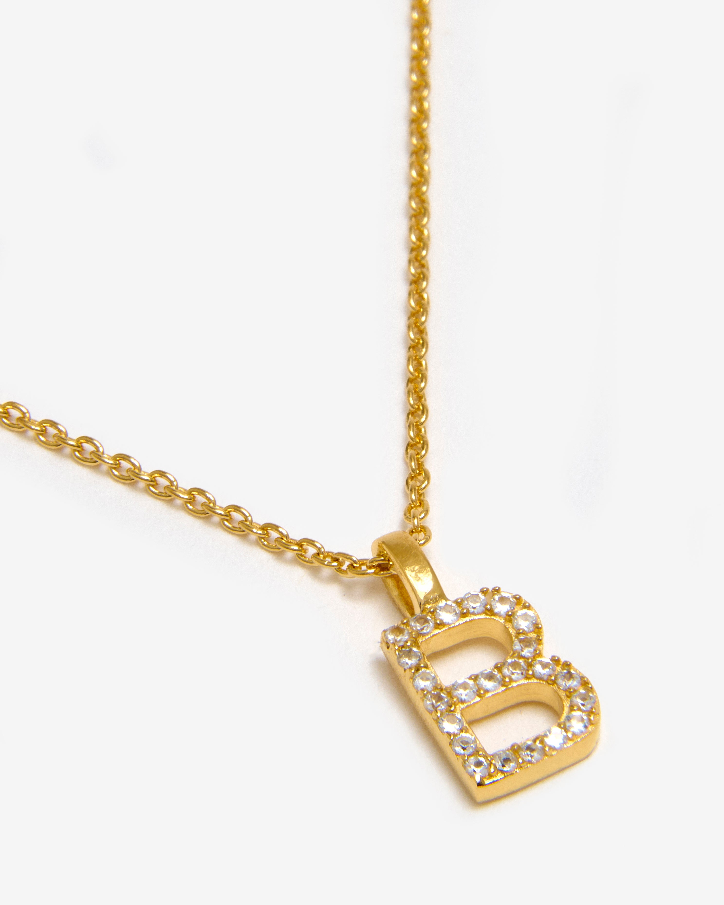 GOLD WHITE SAPPHIRE INITIAL NECKLACE