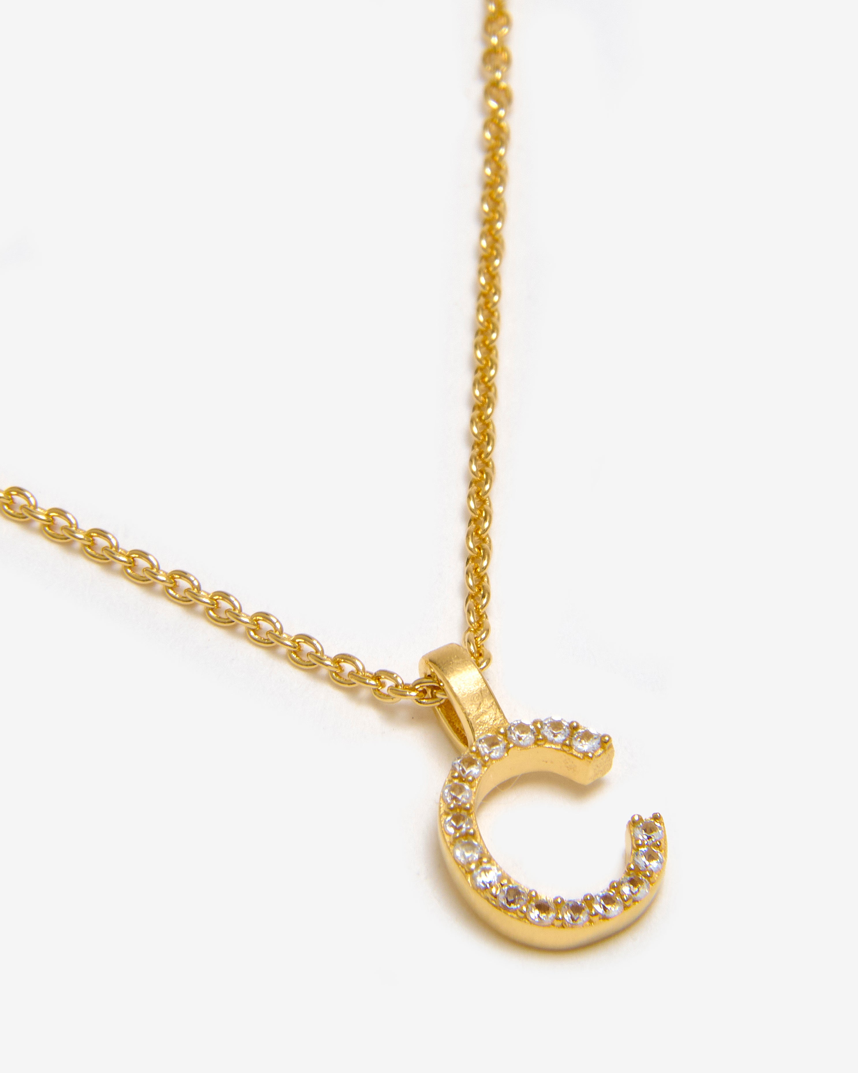 GOLD WHITE SAPPHIRE INITIAL NECKLACE