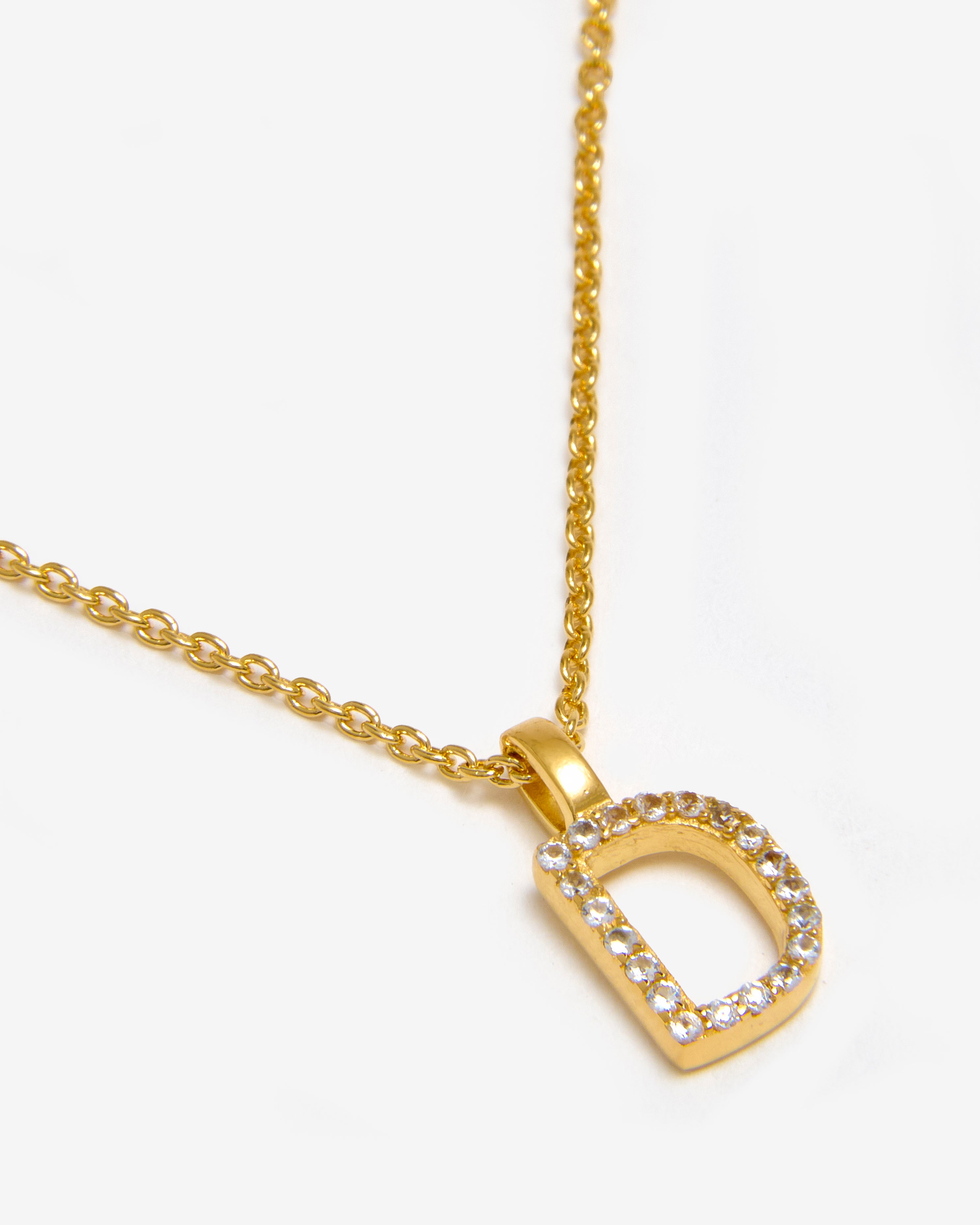 GOLD WHITE SAPPHIRE INITIAL NECKLACE