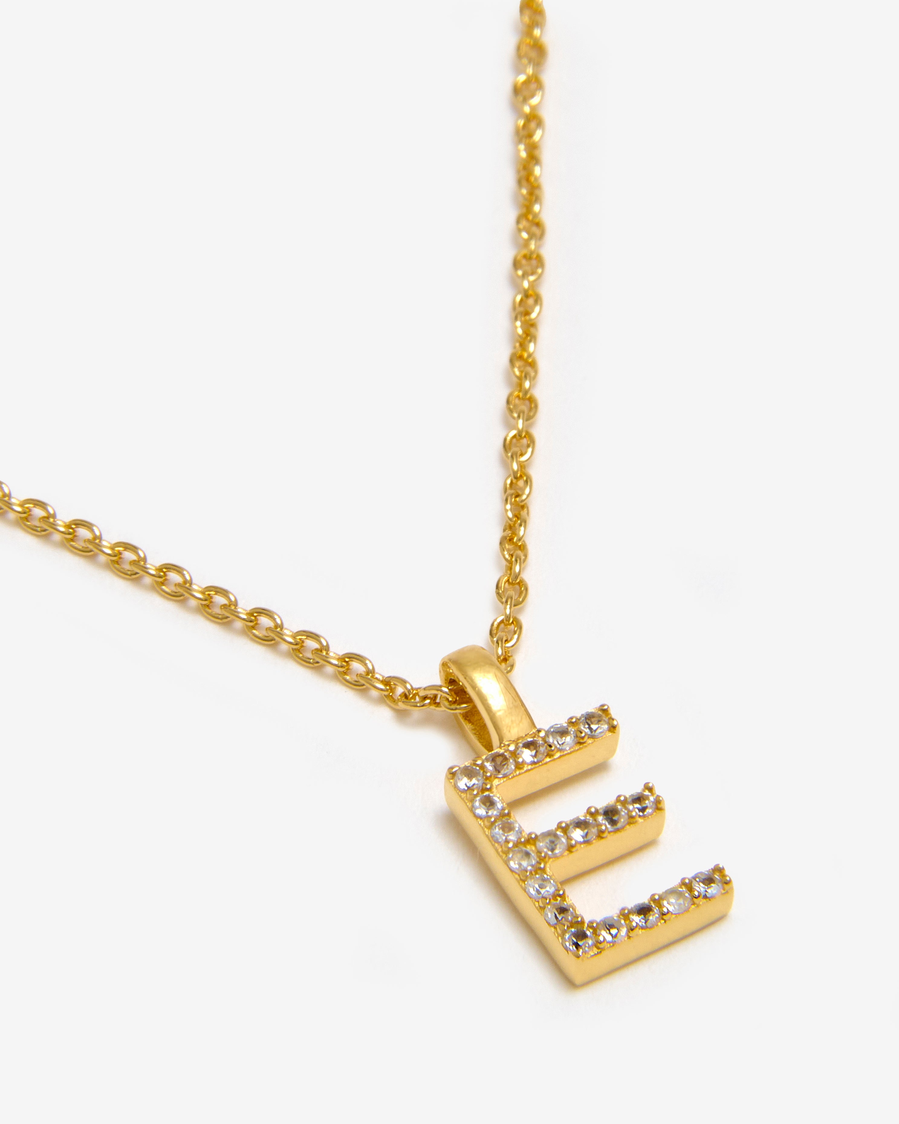 GOLD WHITE SAPPHIRE INITIAL NECKLACE
