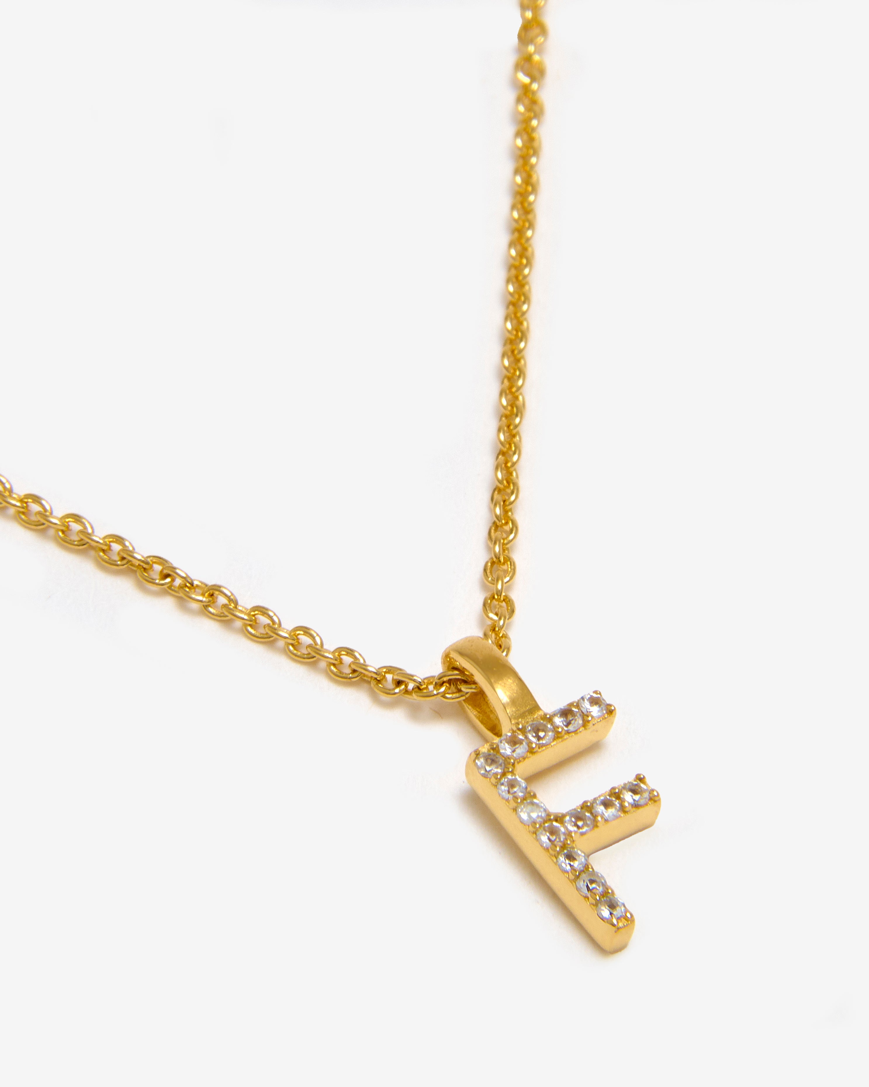 GOLD WHITE SAPPHIRE INITIAL NECKLACE