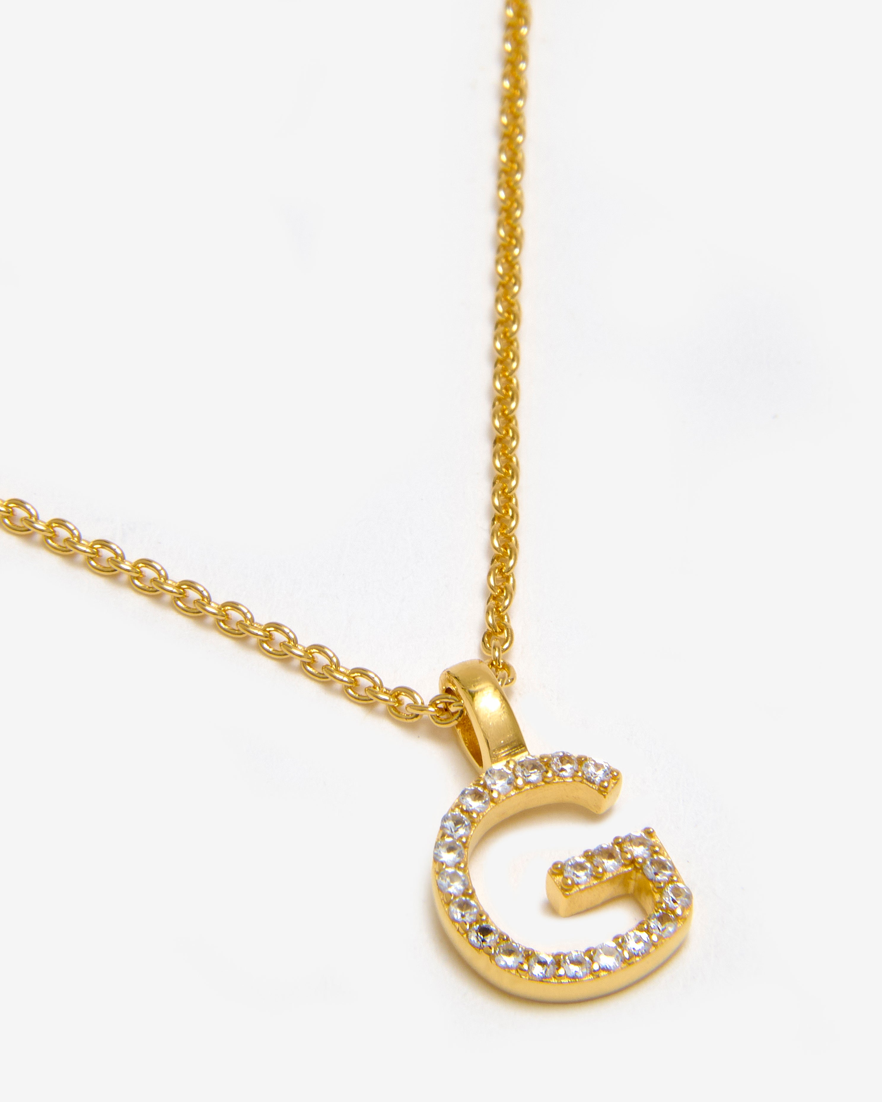 GOLD WHITE SAPPHIRE INITIAL NECKLACE