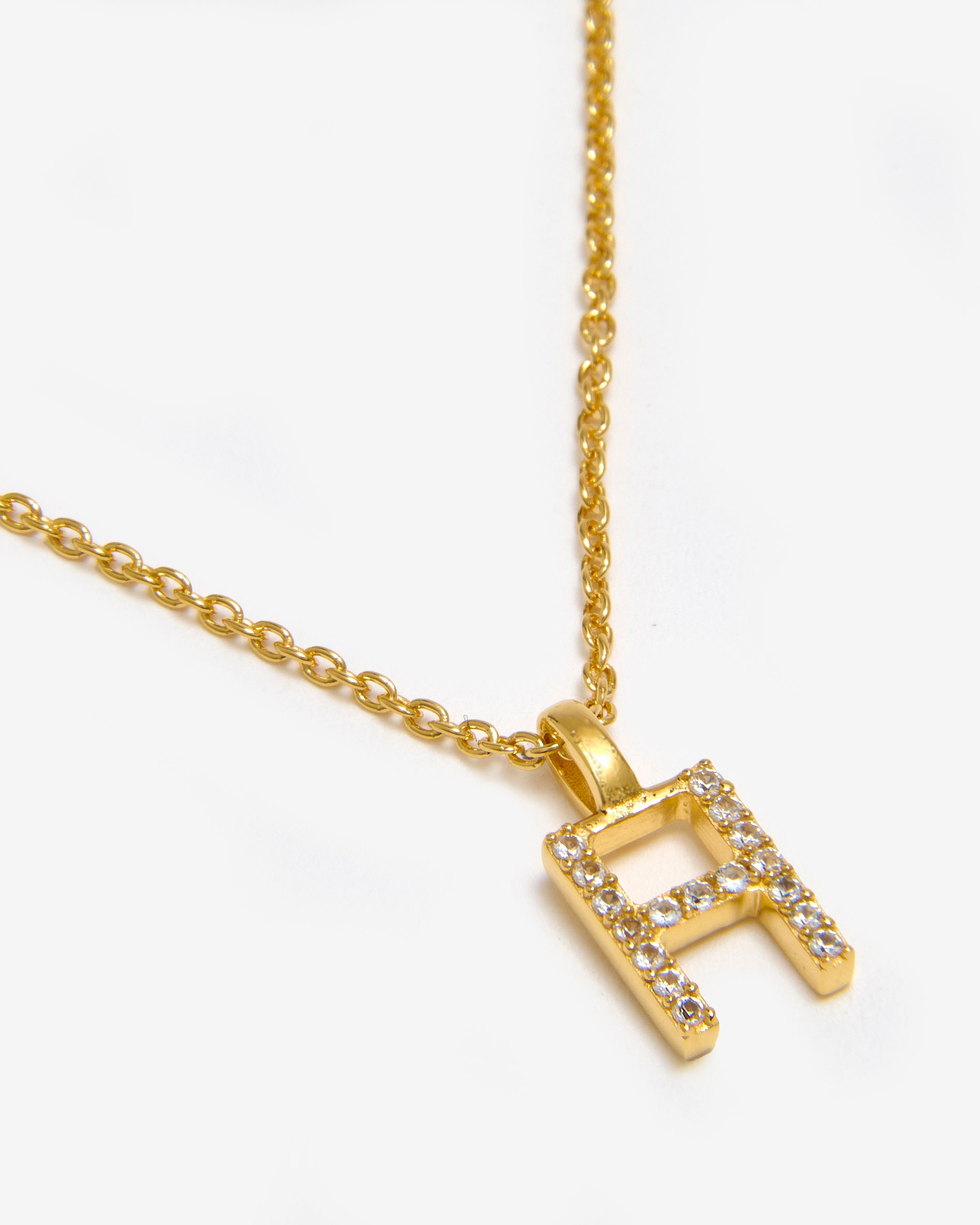 GOLD WHITE SAPPHIRE INITIAL NECKLACE