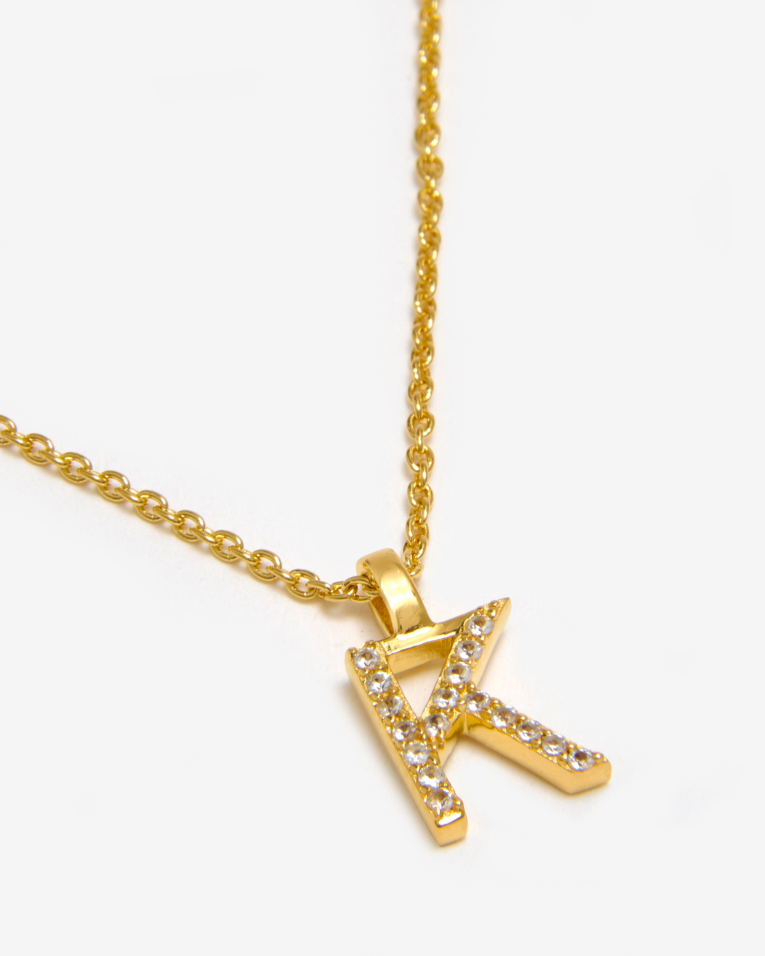 GOLD WHITE SAPPHIRE INITIAL NECKLACE