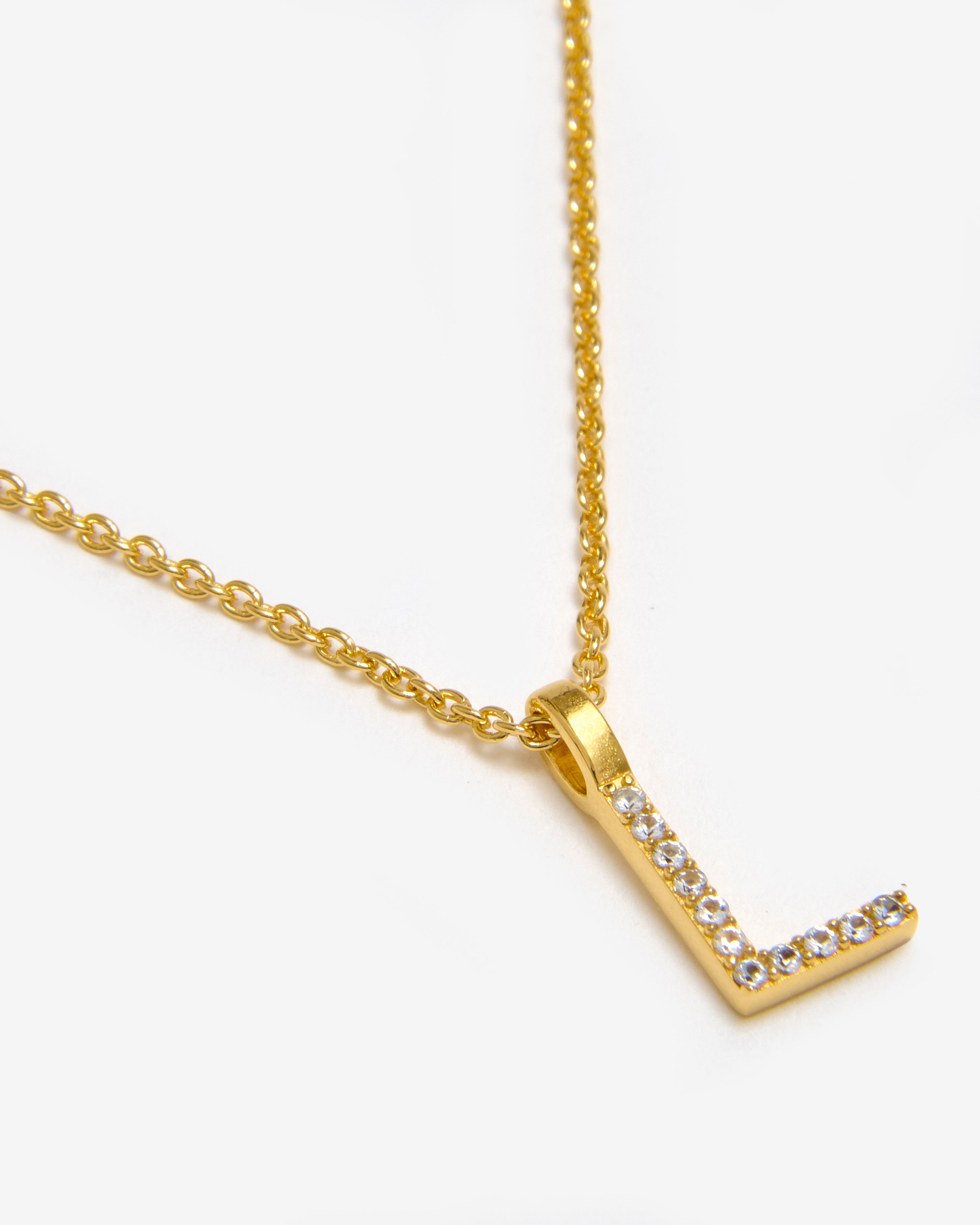 GOLD WHITE SAPPHIRE INITIAL NECKLACE
