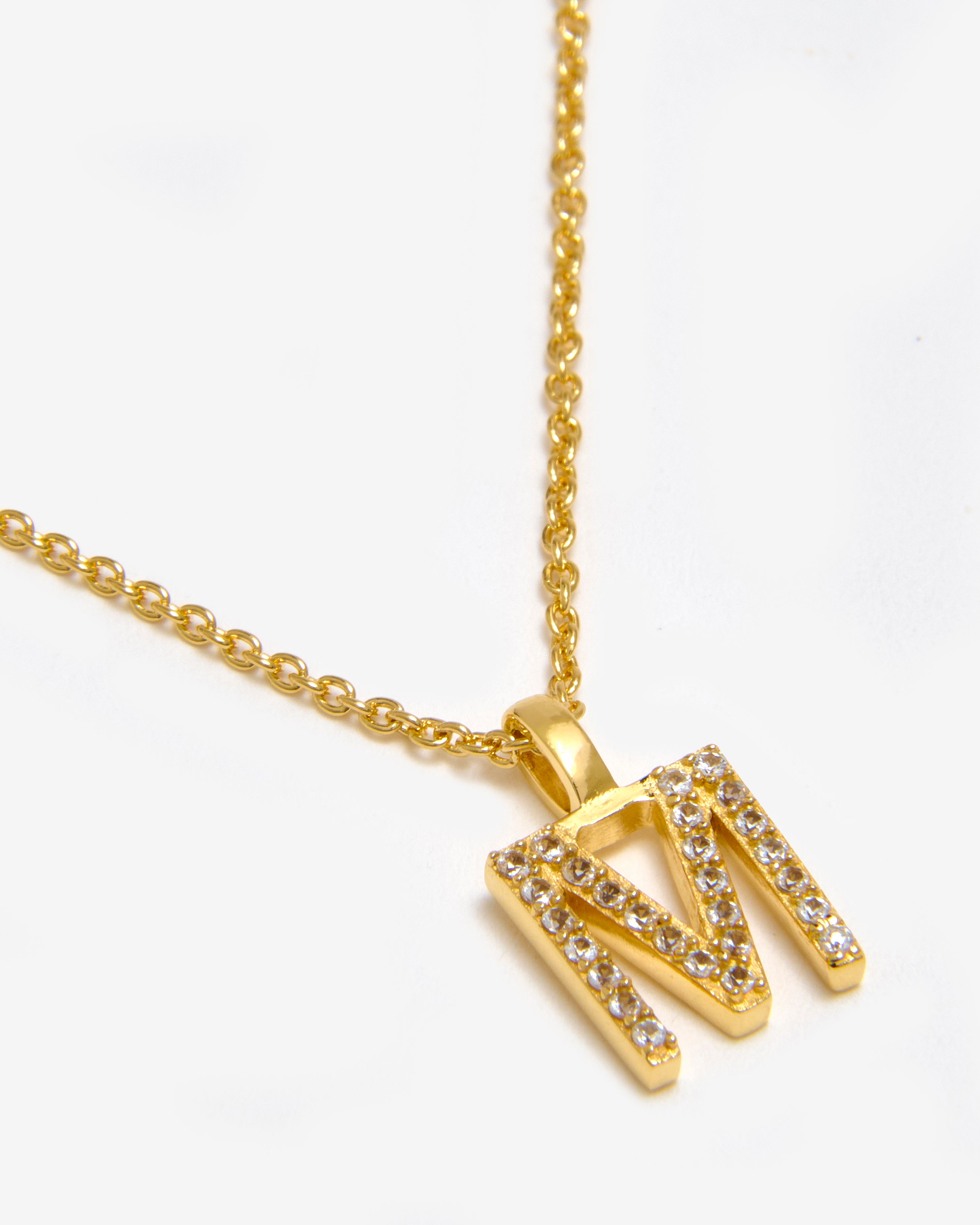 GOLD WHITE SAPPHIRE INITIAL NECKLACE