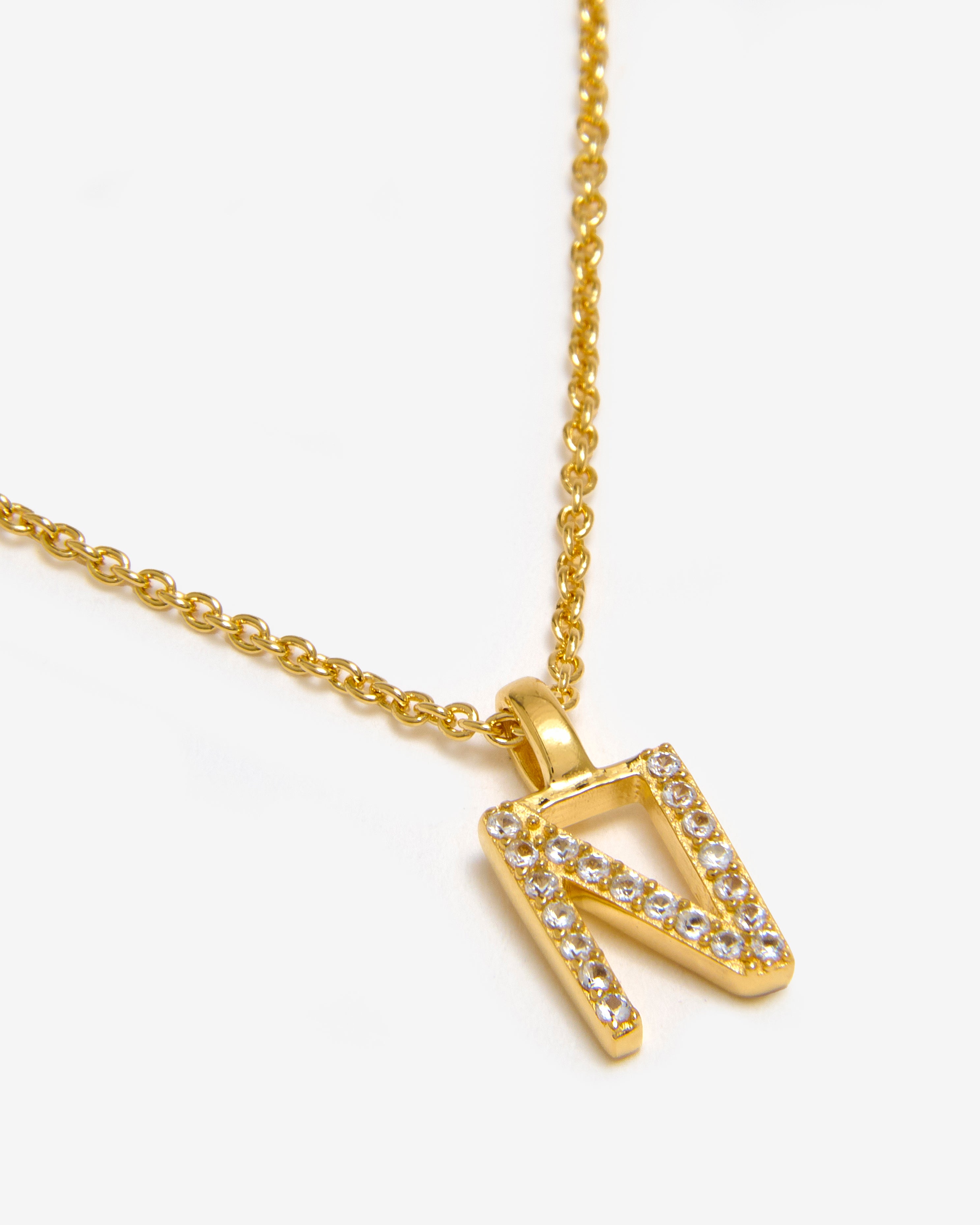 GOLD WHITE SAPPHIRE INITIAL NECKLACE
