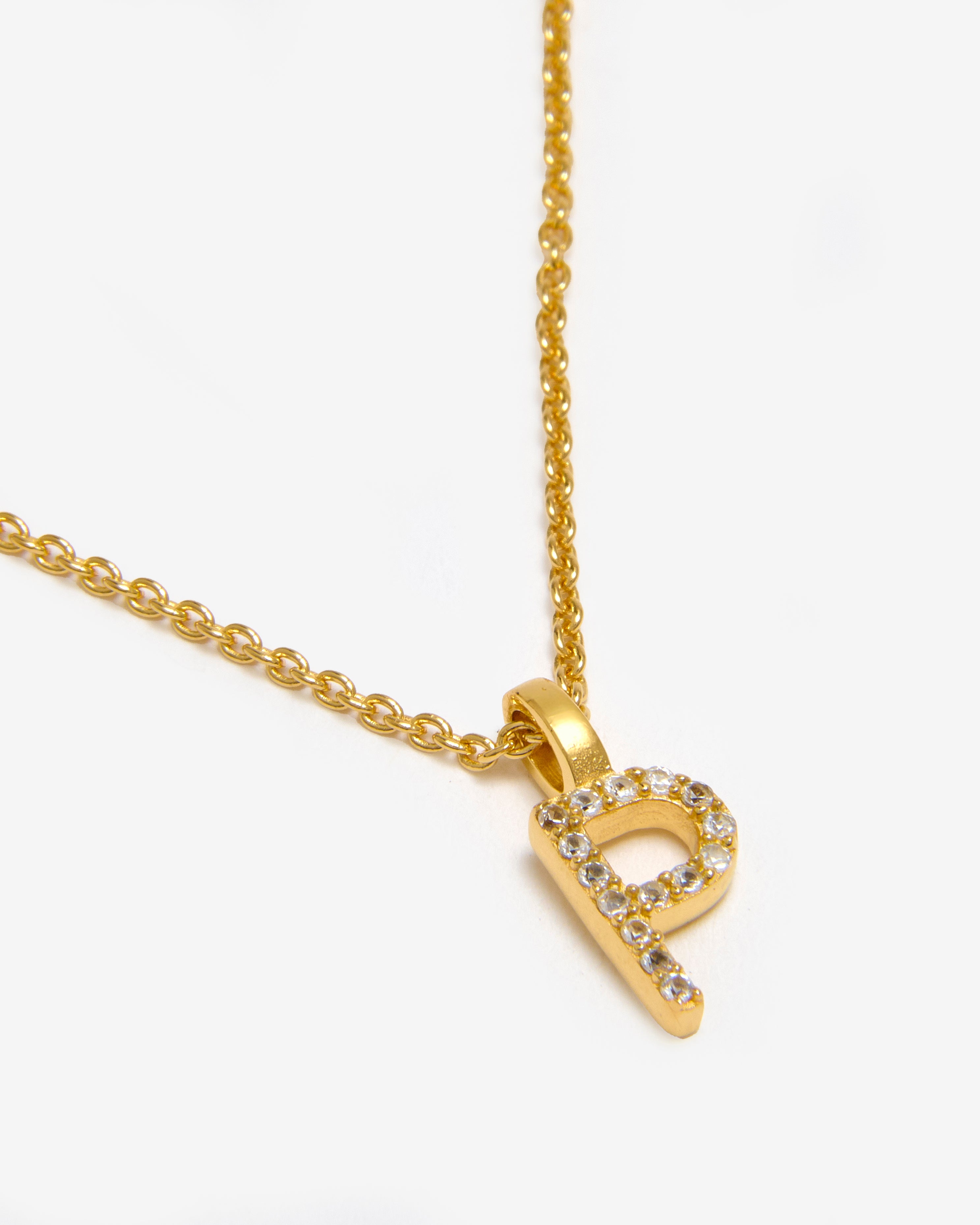 GOLD WHITE SAPPHIRE INITIAL NECKLACE