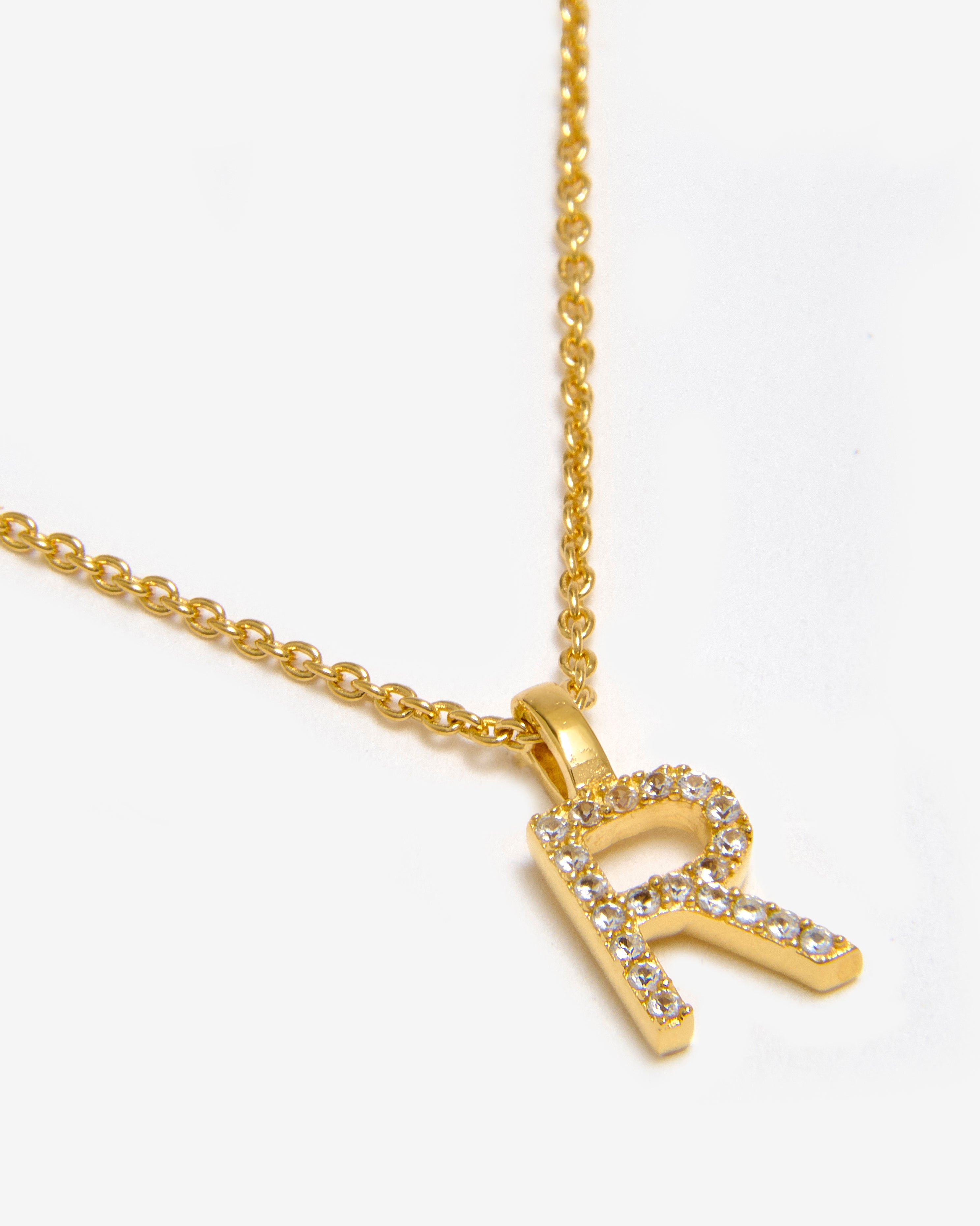 GOLD WHITE SAPPHIRE INITIAL NECKLACE