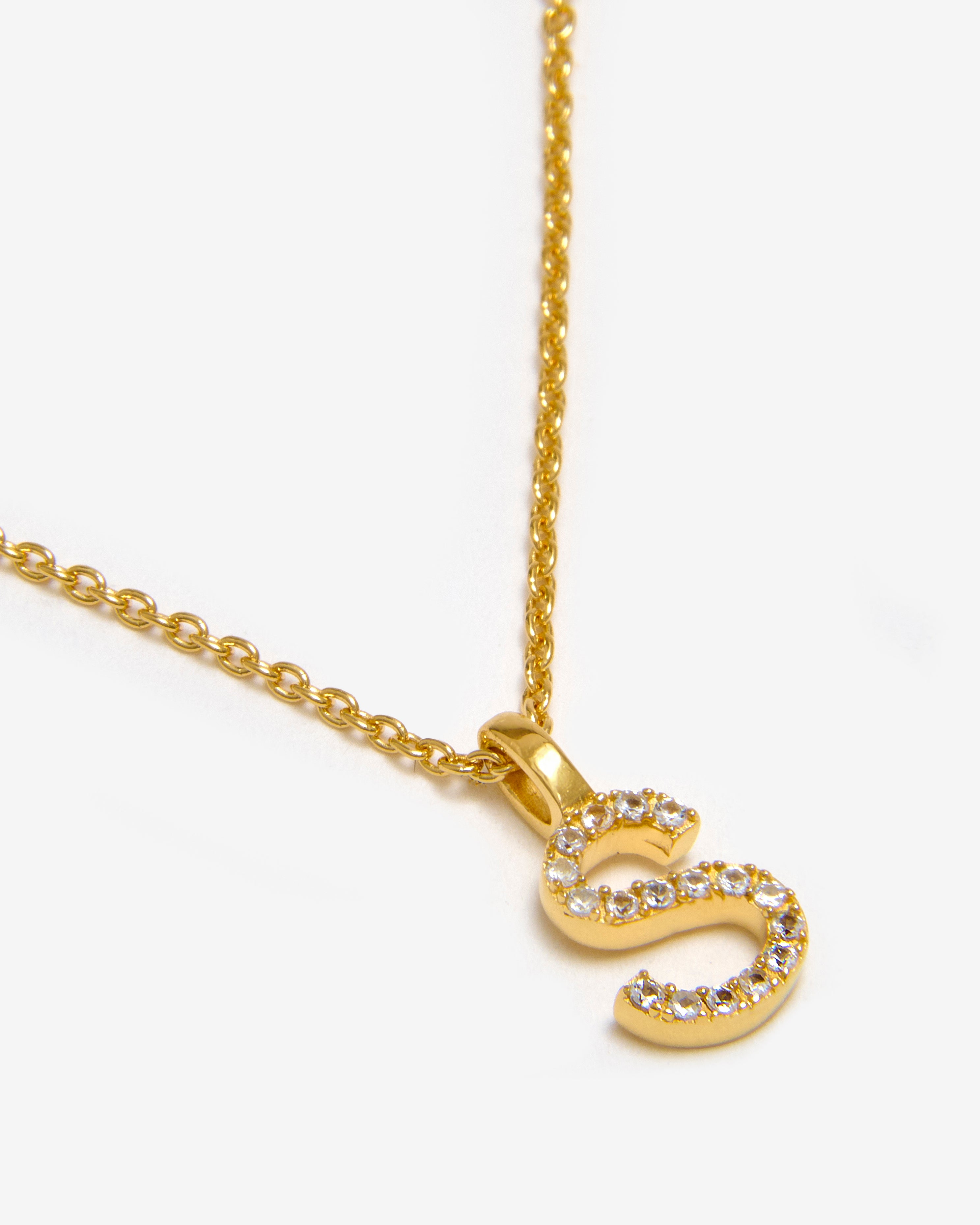 GOLD WHITE SAPPHIRE INITIAL NECKLACE