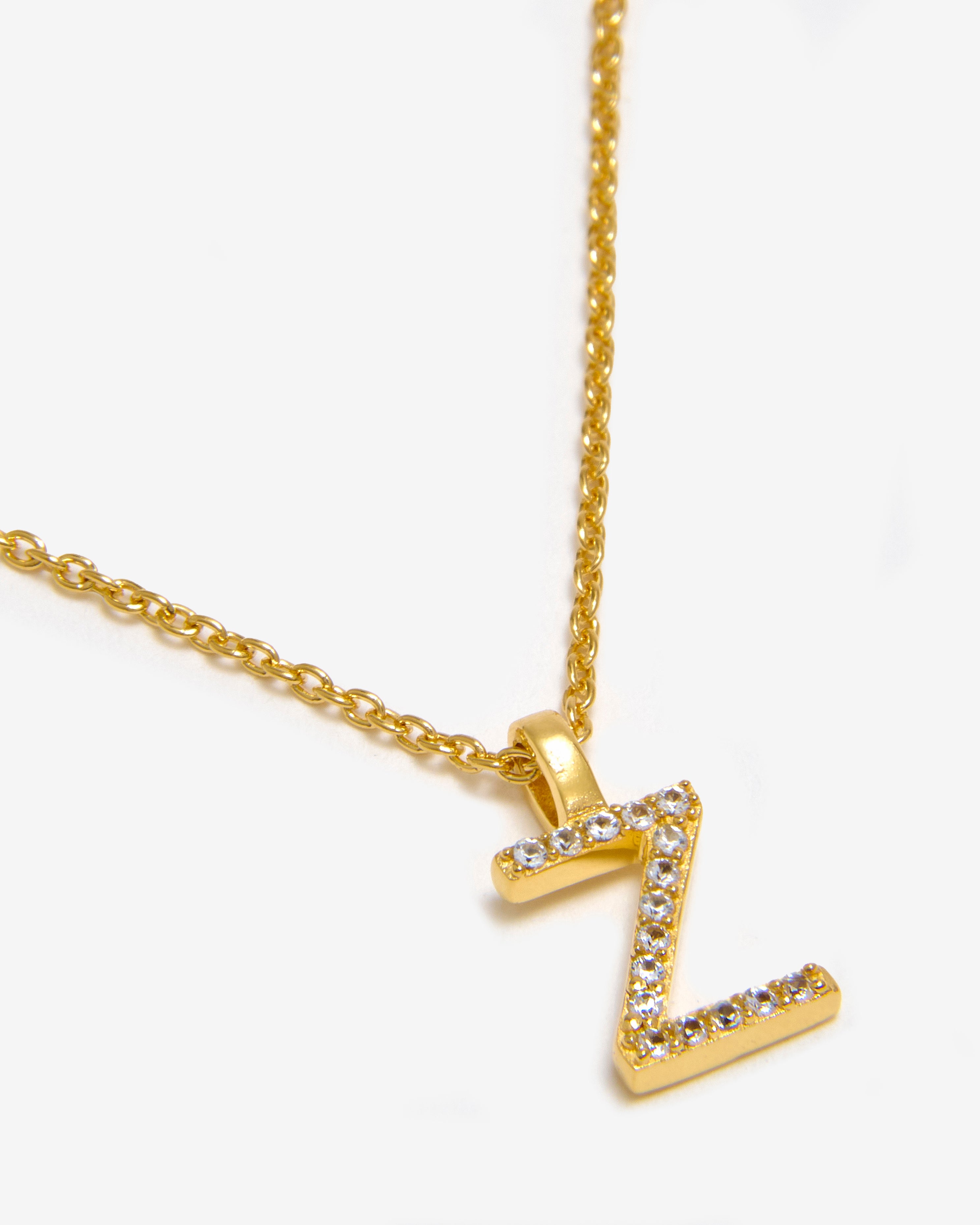 GOLD WHITE SAPPHIRE INITIAL NECKLACE