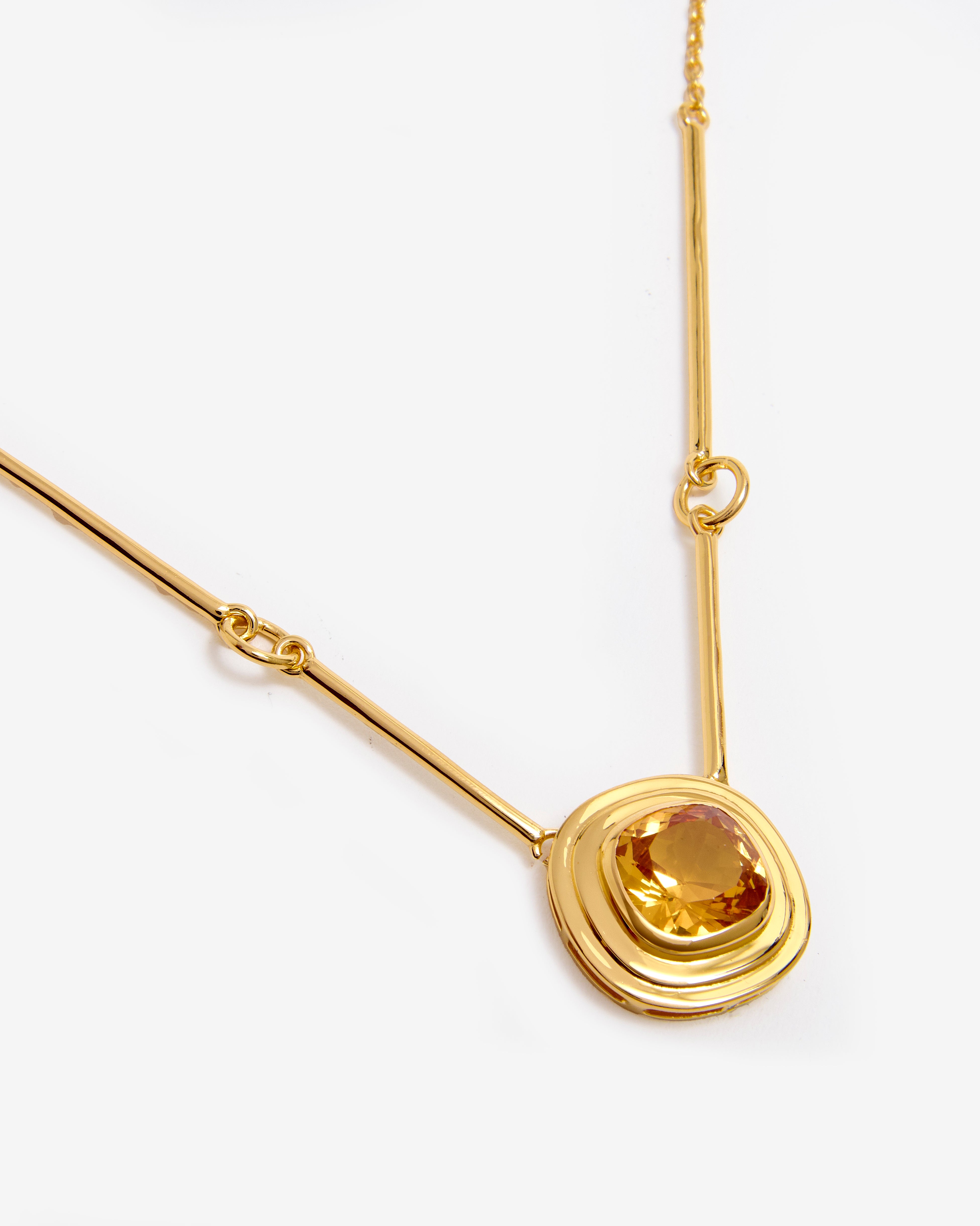 CITRINE SQUOVAL RIDGE CHAIN NECKLACE