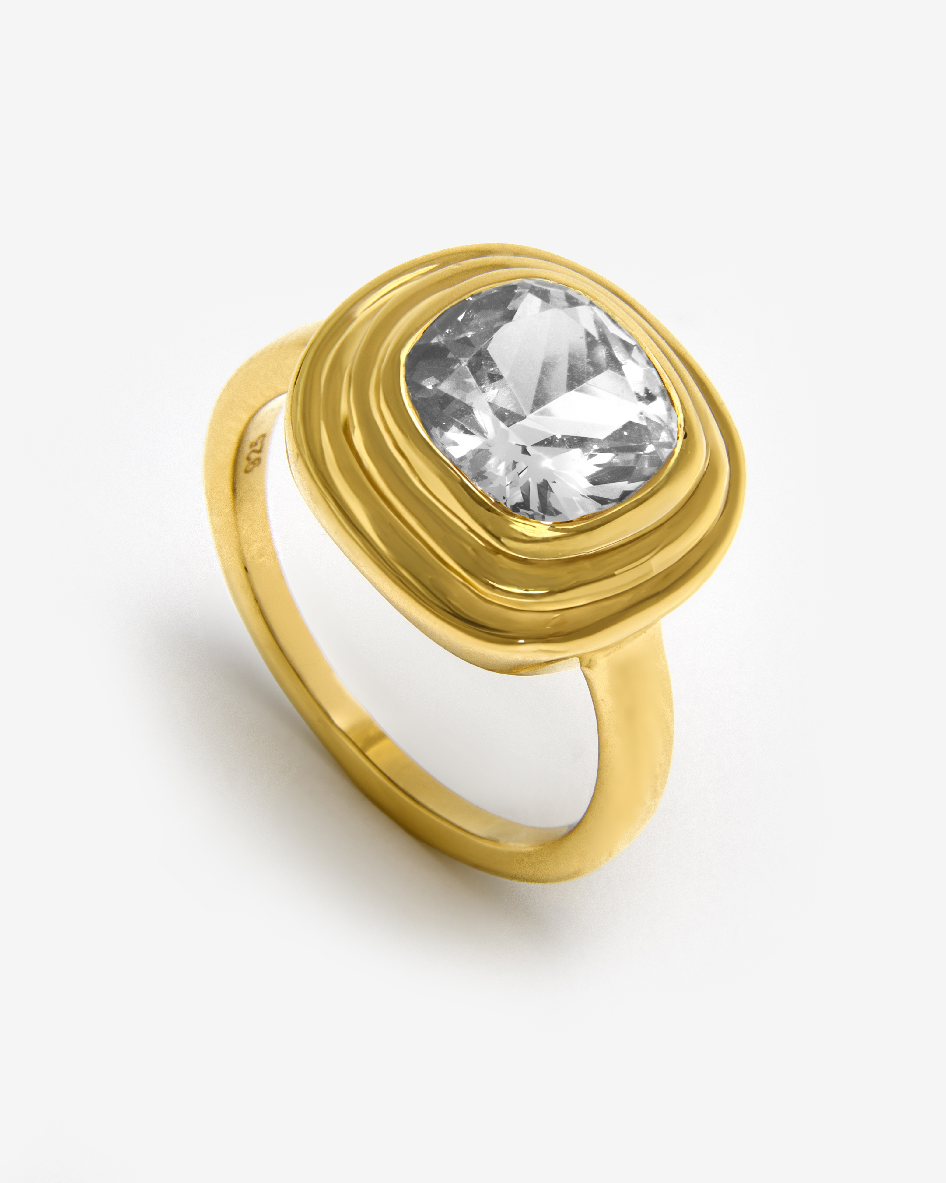 WHITE SAPPHIRE SQUOVAL RING