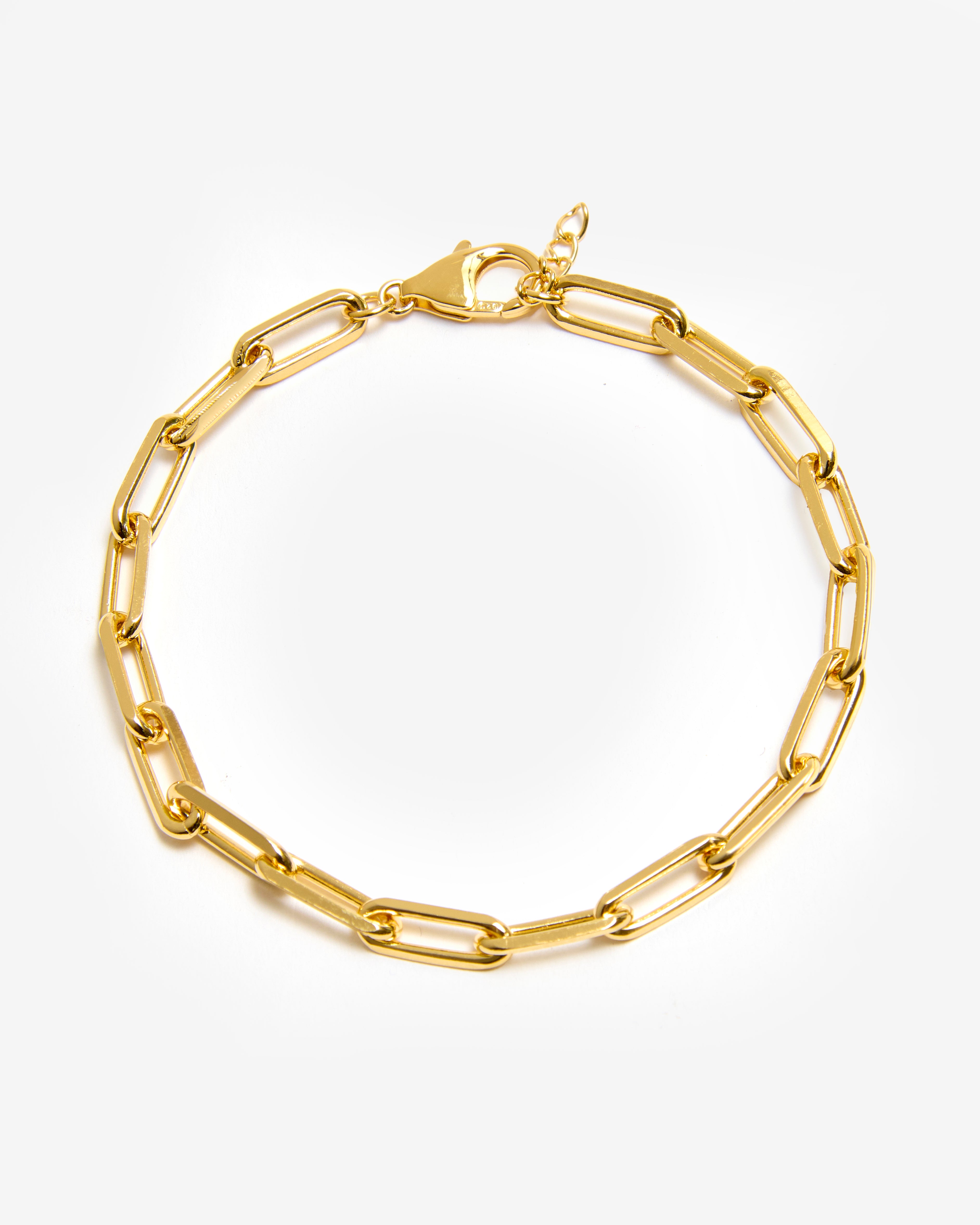 GOLD PAPERCLIP CHAIN BRACELET - CHUNKY LINKS