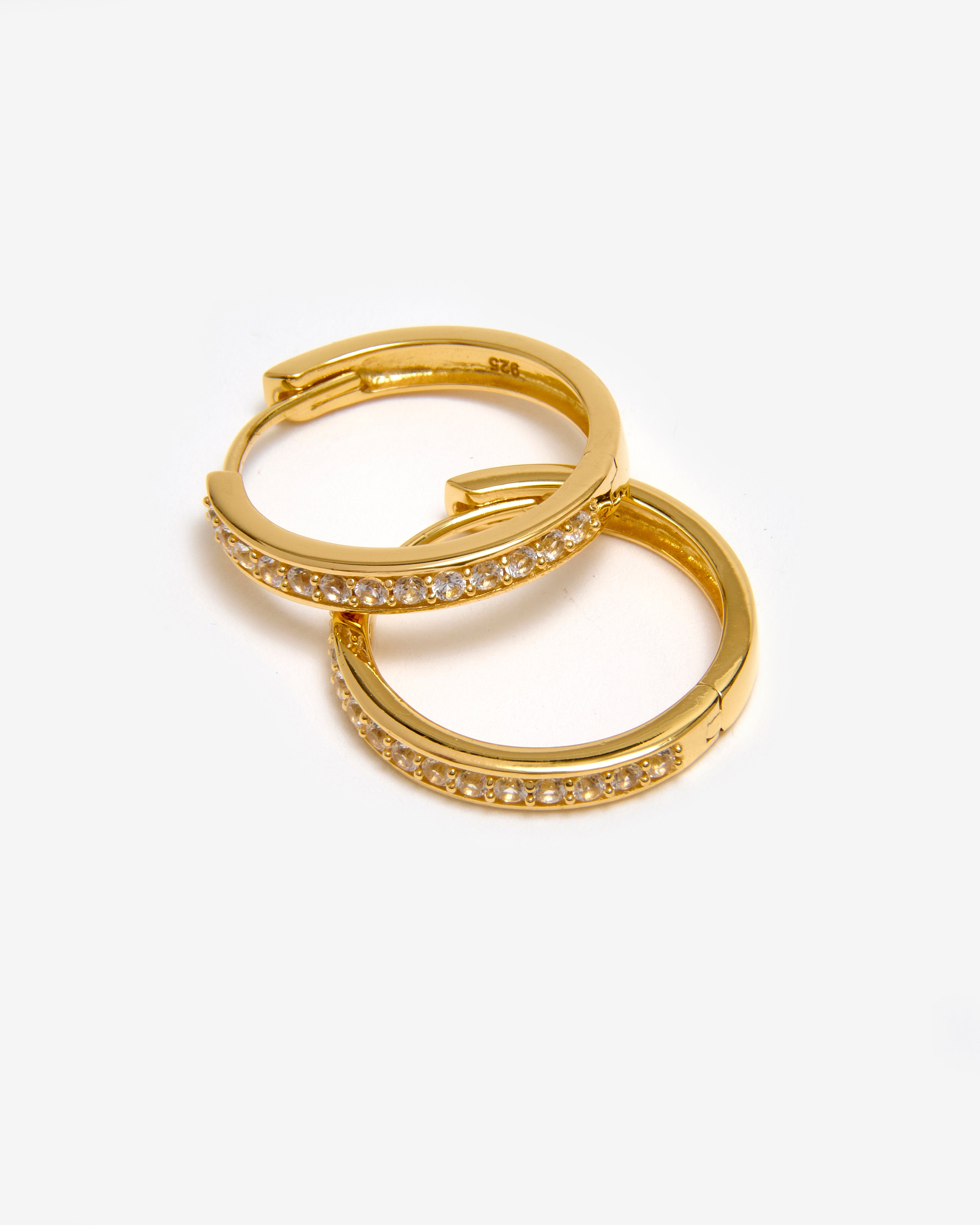 GOLD ETERNITY PAVE HOOP EARRINGS - SMALL