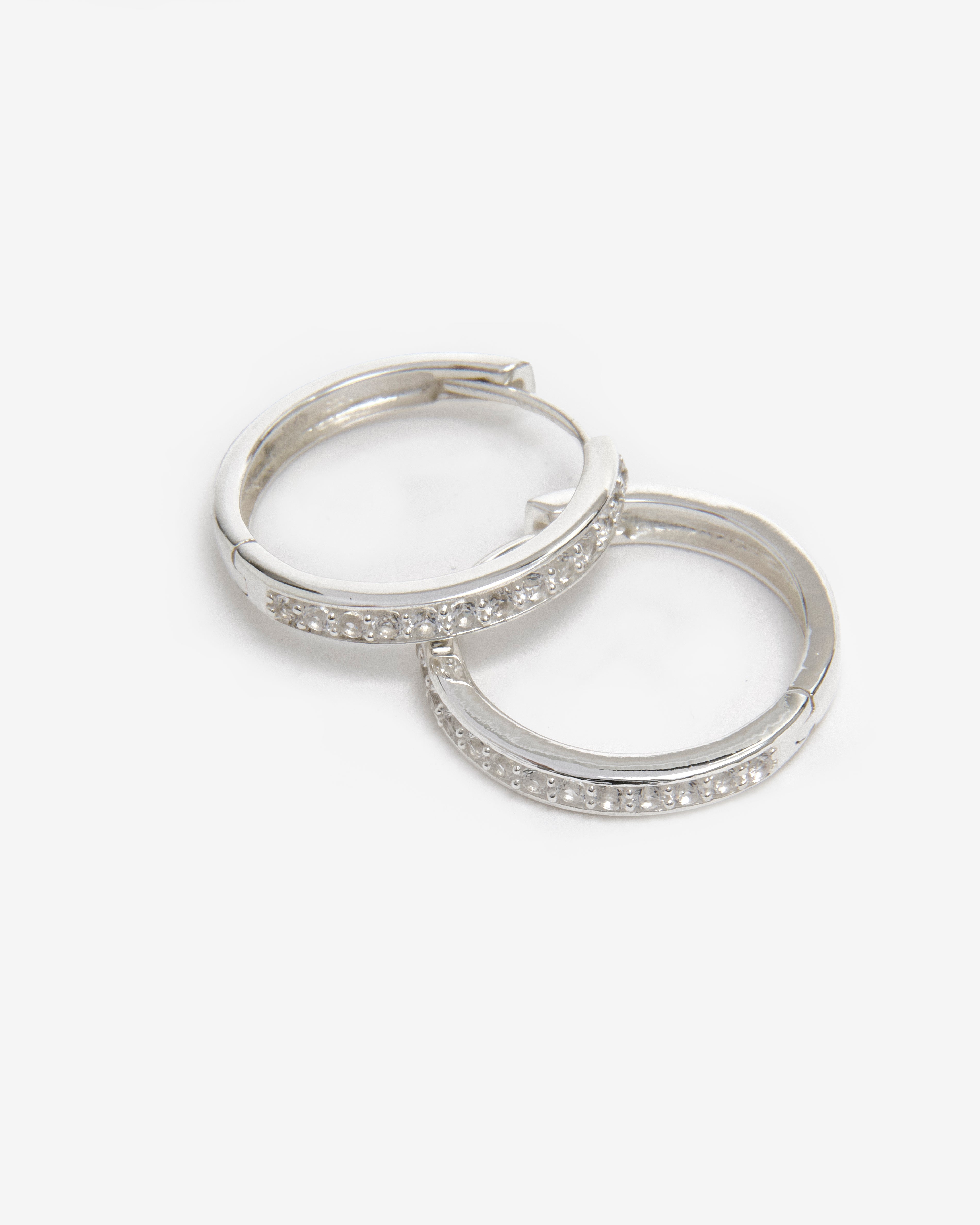 SILVER ETERNITY PAVE HOOP EARRINGS - SMALL