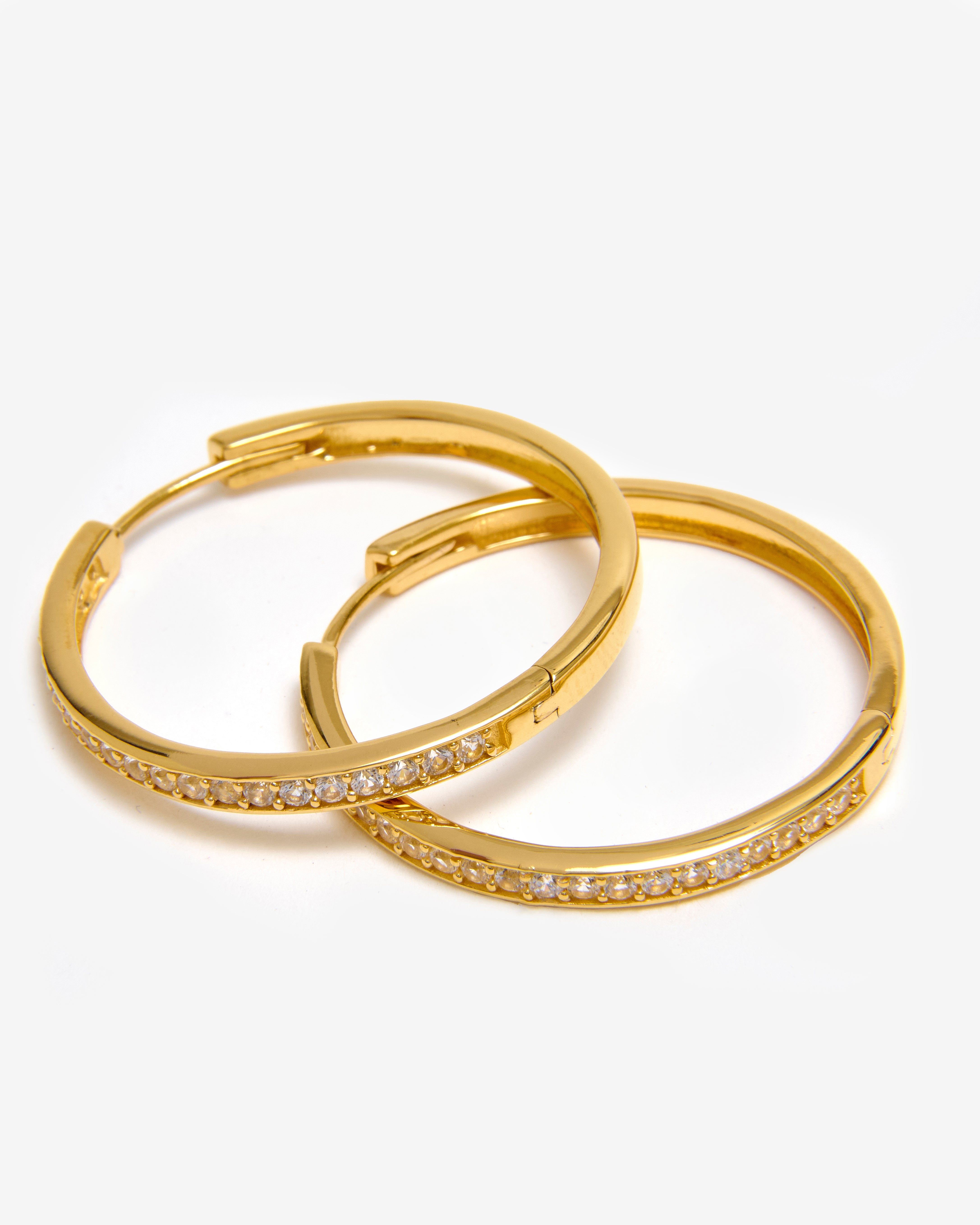 GOLD ETERNITY PAVE HOOP EARRINGS - LARGE