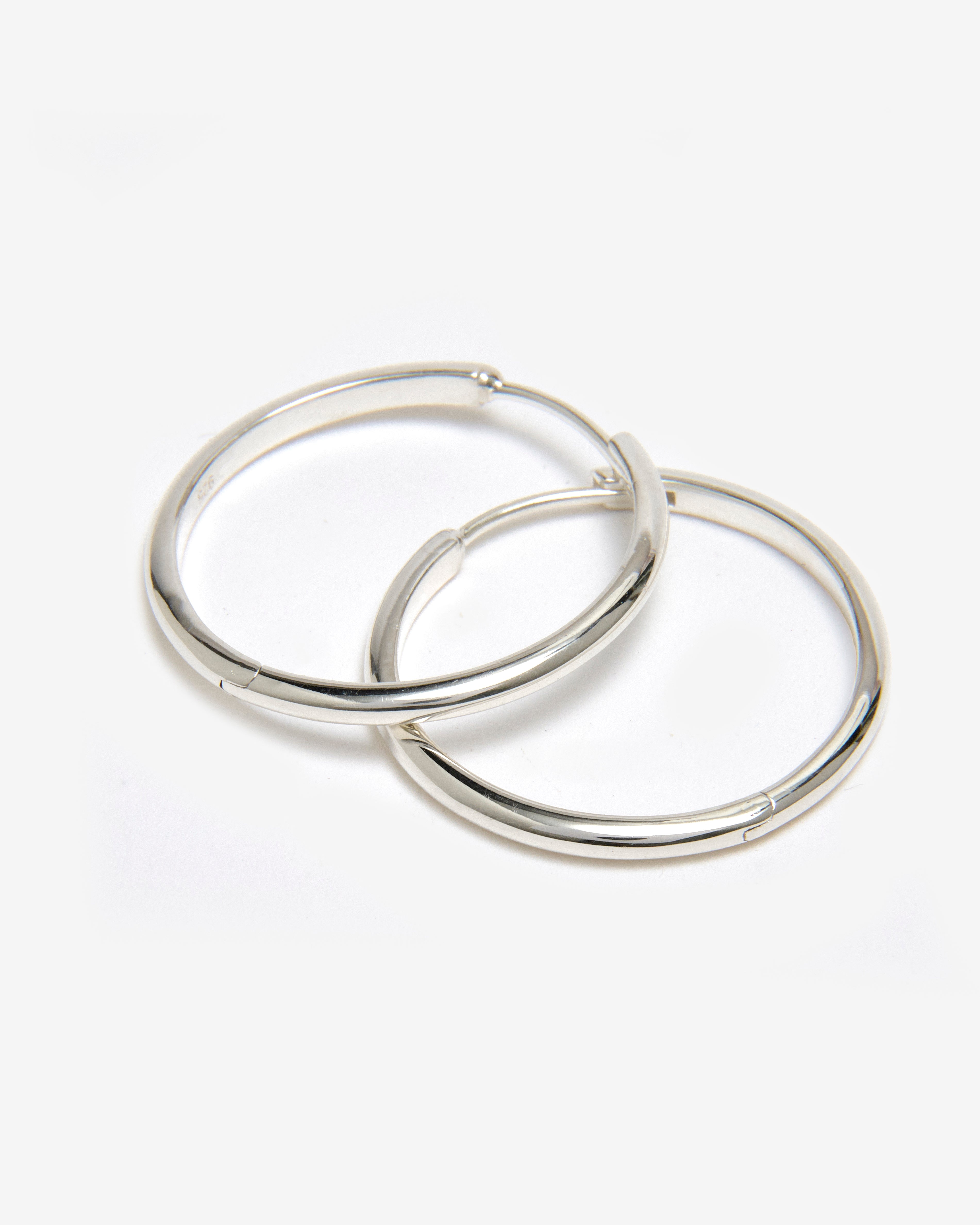 SILVER CLASSIC HOOP EARRINGS - LARGE