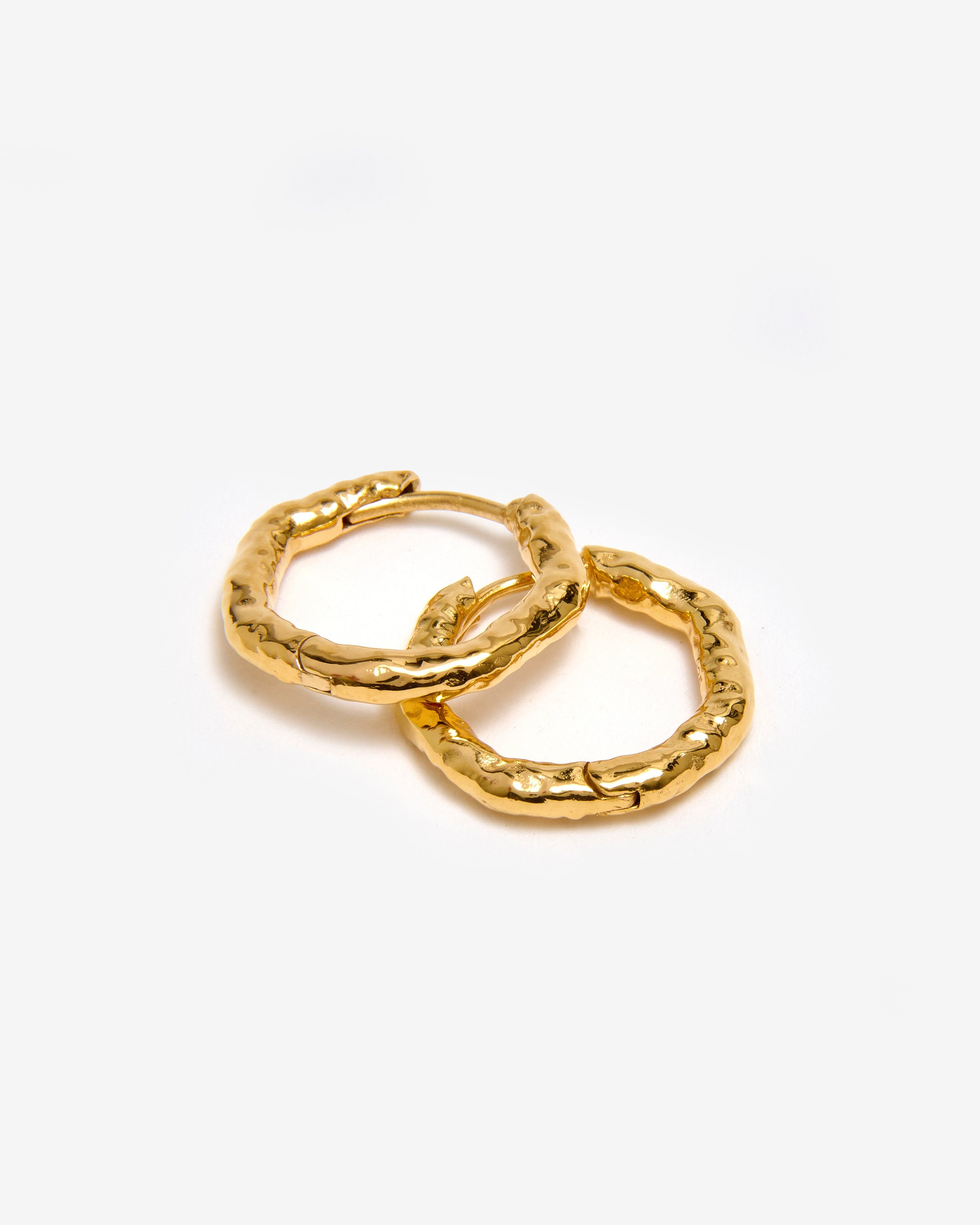 GOLD HAMMERED HOOP EARRINGS - SMALL