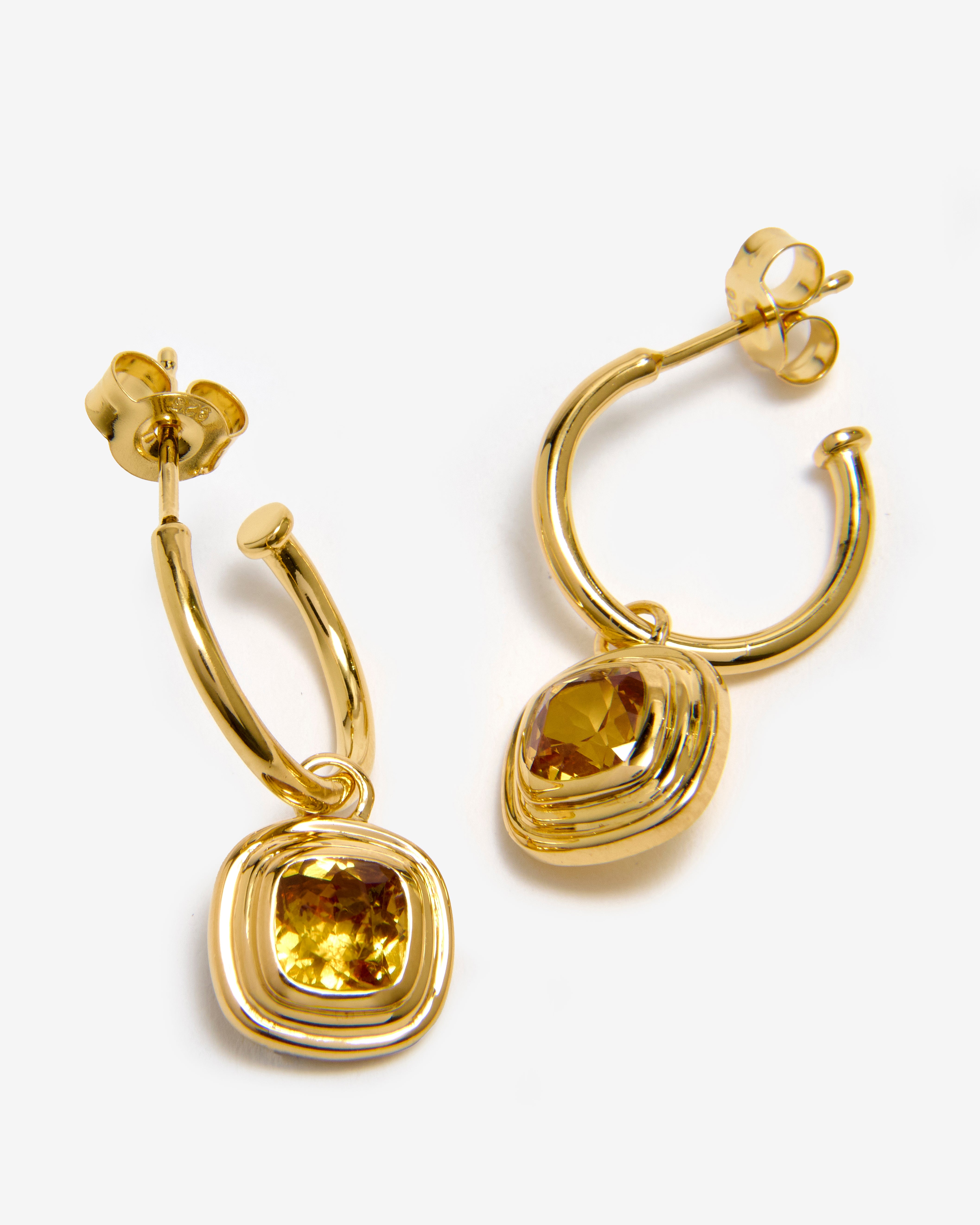 CITRINE SQUOVAL RIDGE EARRINGS