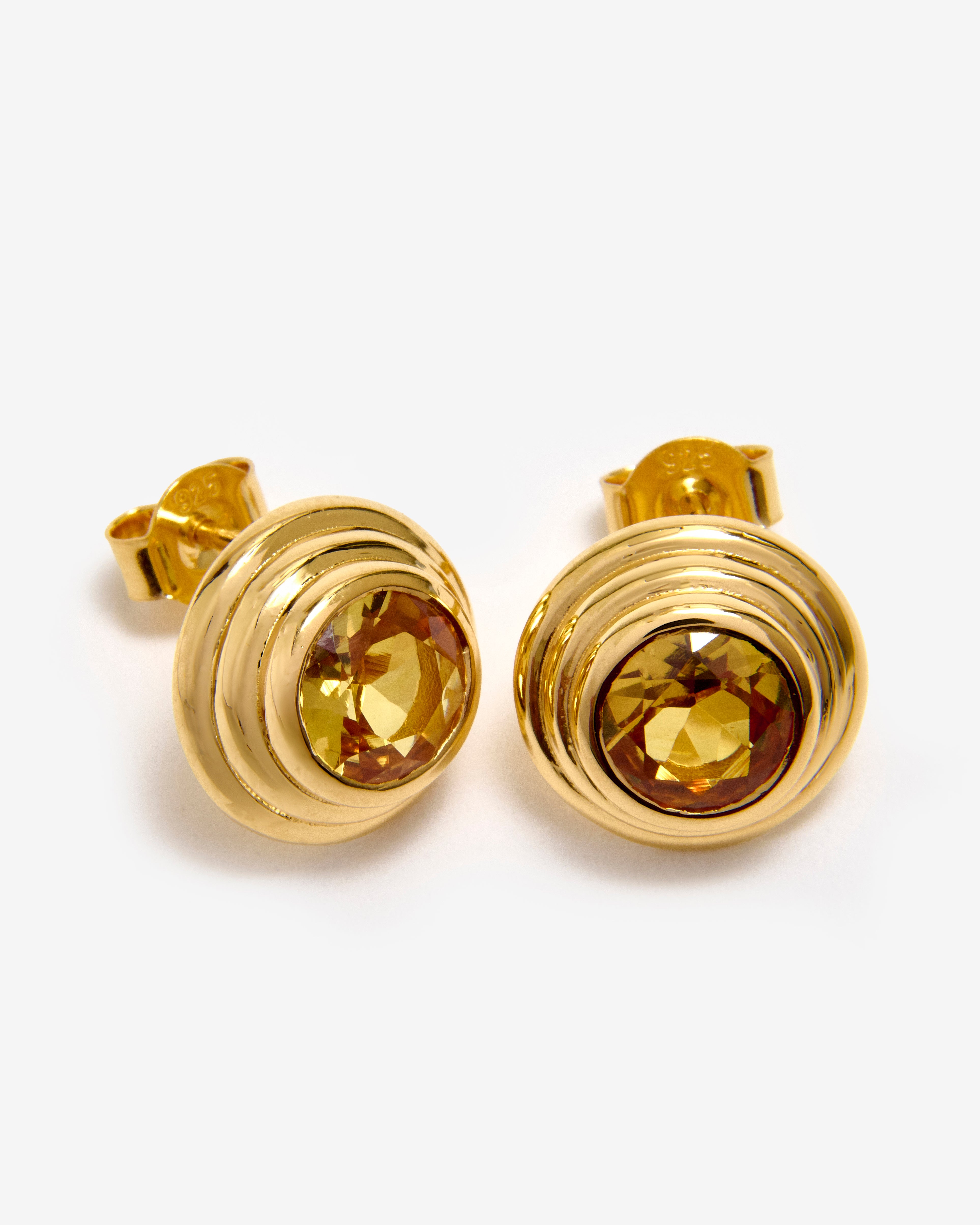 CITRINE SOLARIUM STUD EARRINGS