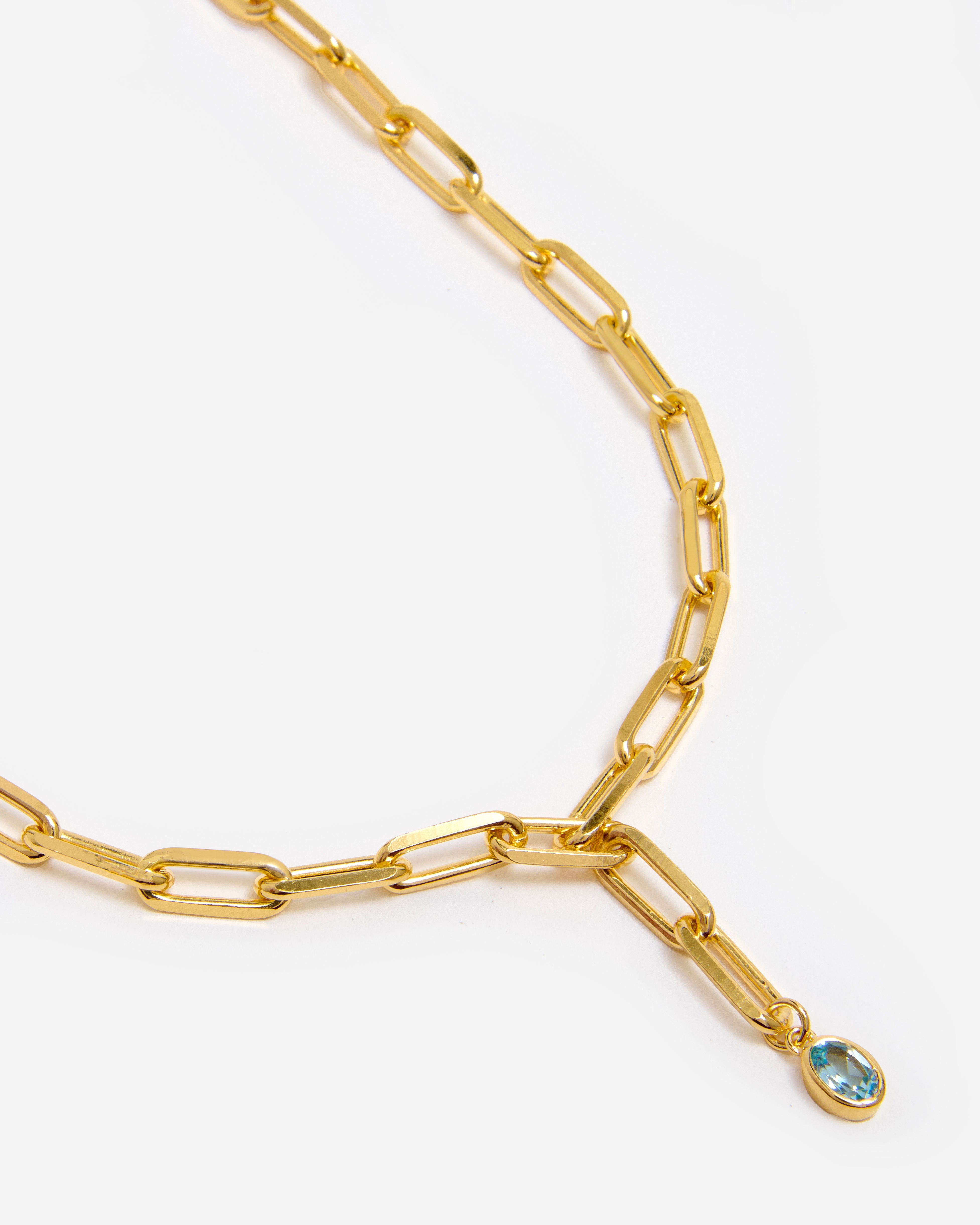 BLUE TOPAZ LINK CHAIN NECKLACE