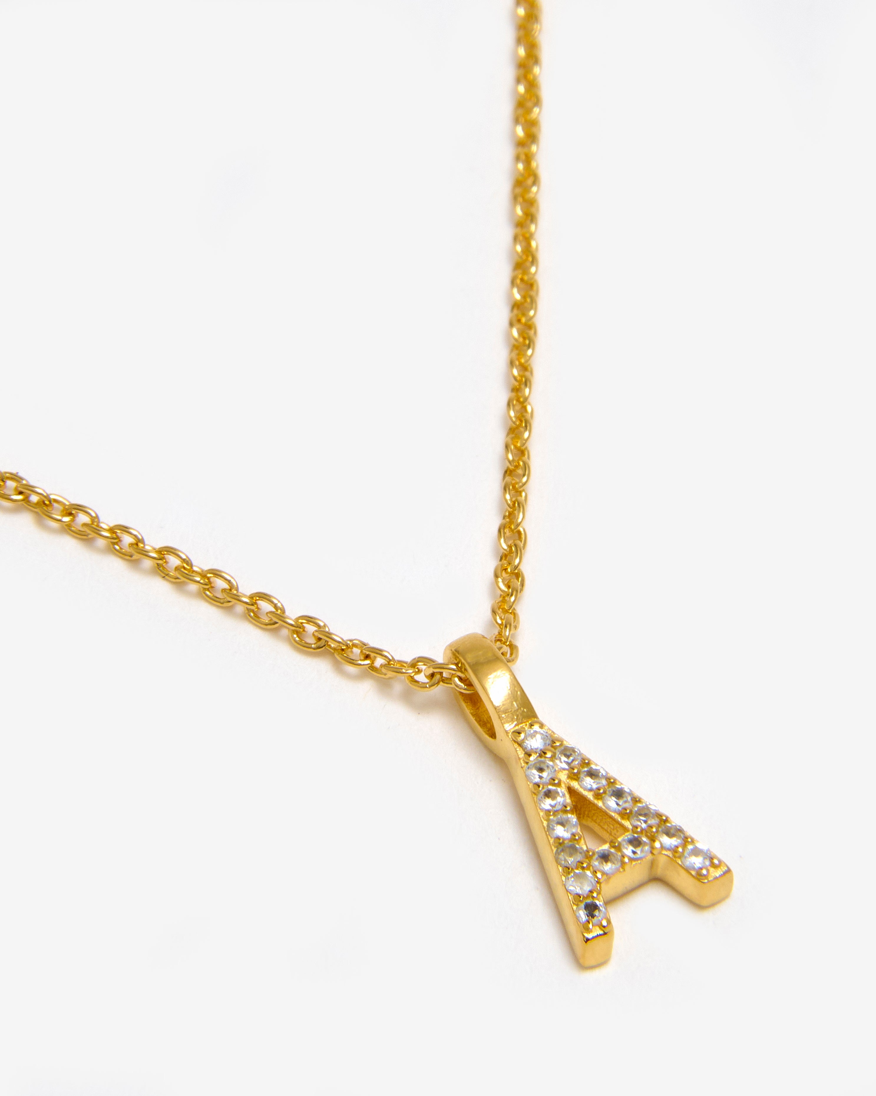 GOLD WHITE SAPPHIRE INITIAL NECKLACE