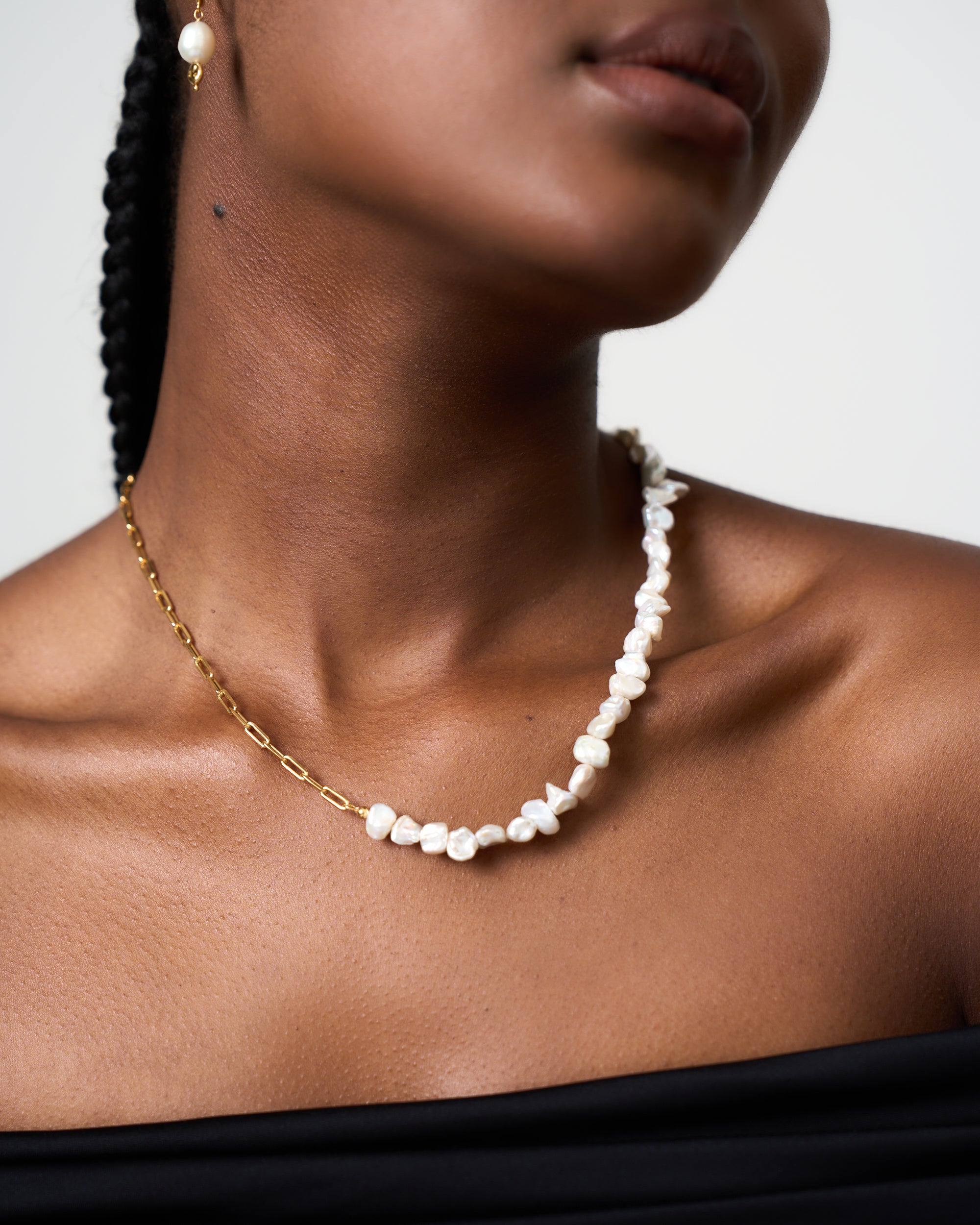 PEARL PAPERCLIP CHAIN NECKLACE