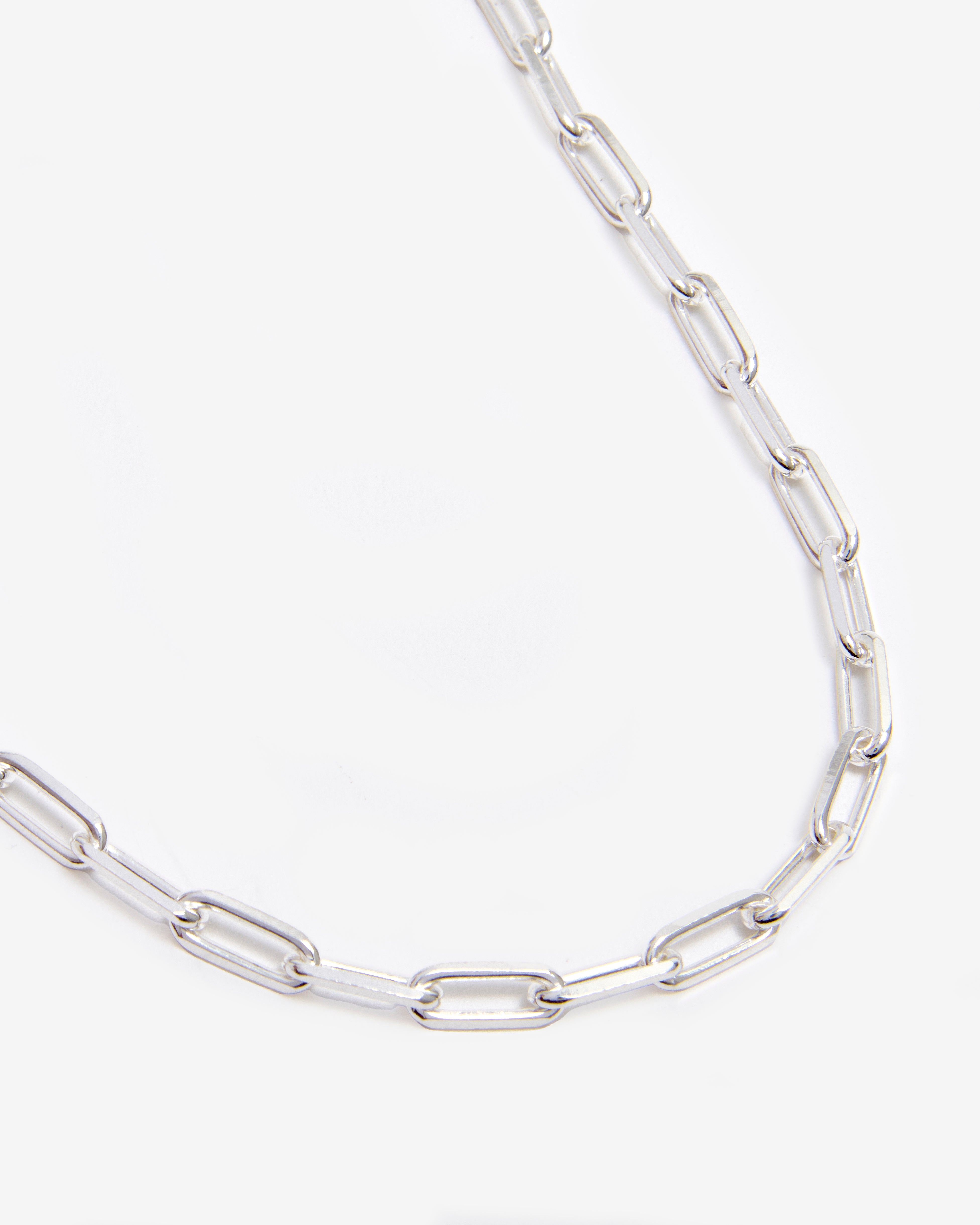 SILVER PAPERCLIP CHAIN NECKLACE - LARGE