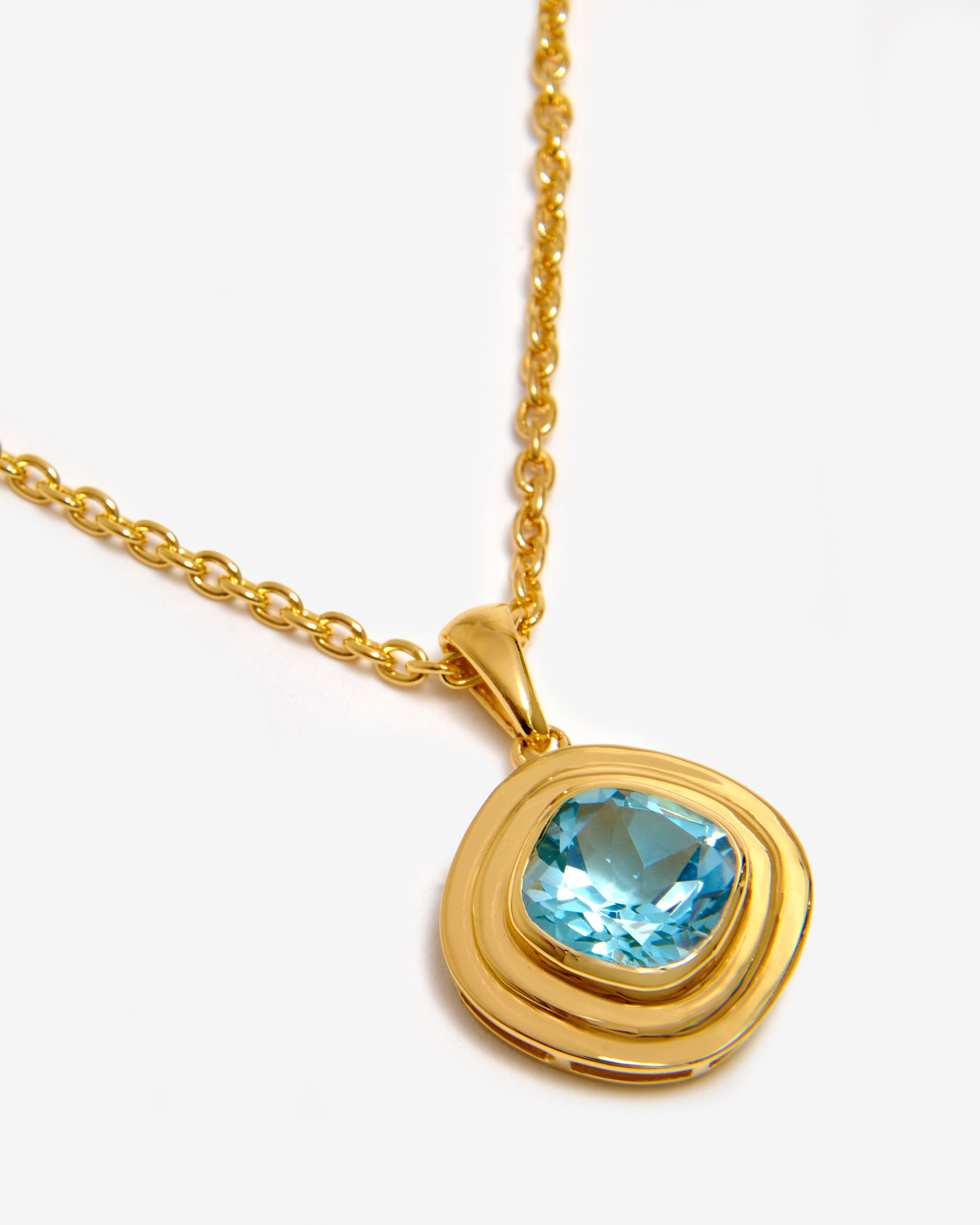 BLUE TOPAZ SQUOVAL DIAMOND RIDGE NECKLACE