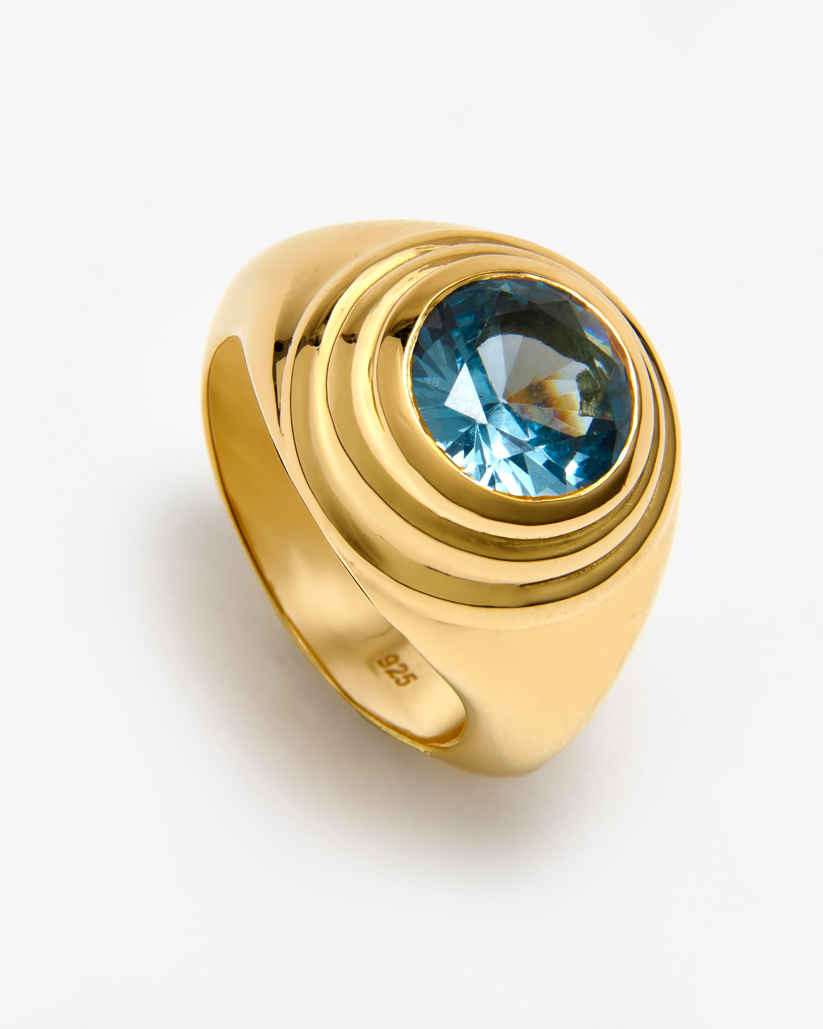 AQUAMARINE SOLARIUM GEMSTONE RING